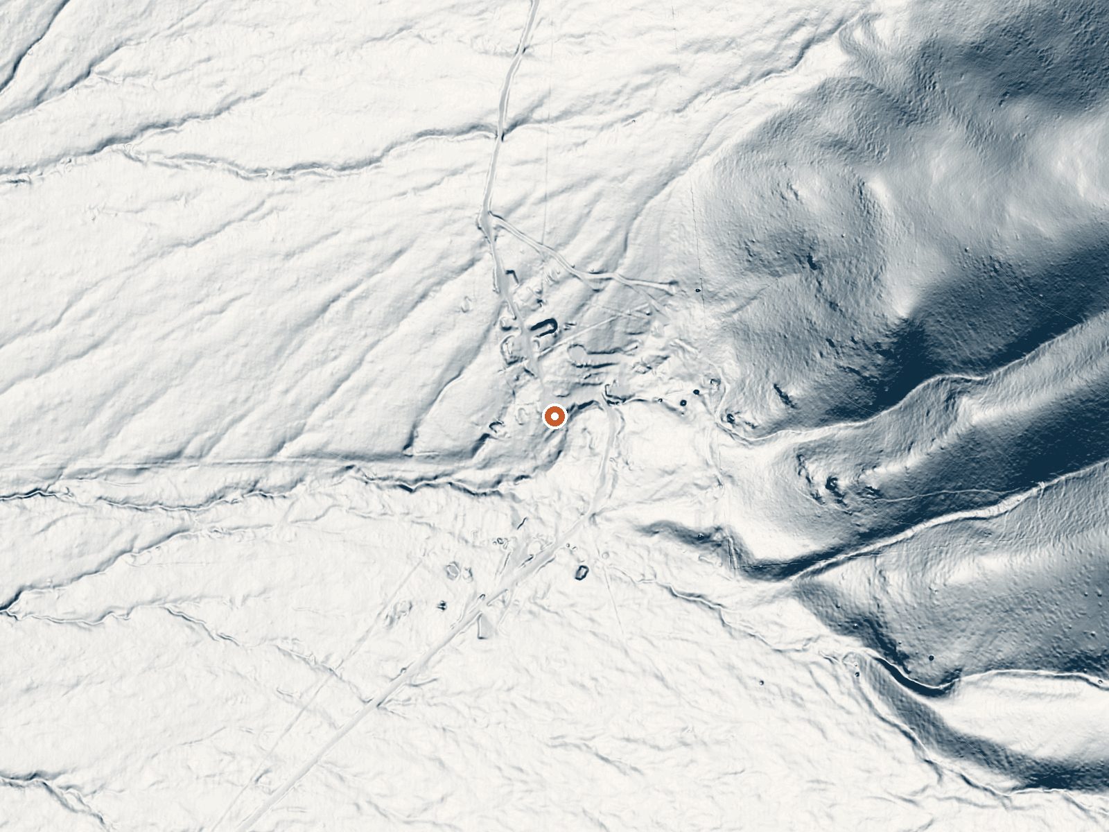 LiDAR bare-earth view of the same ground around Valley View Hot Springs