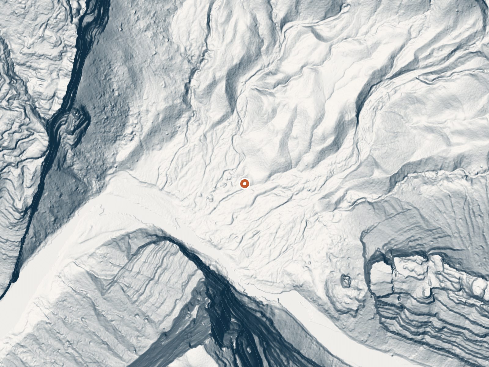 LiDAR bare-earth view of the same ground around Warm Springs (Moffat County, Colorado)