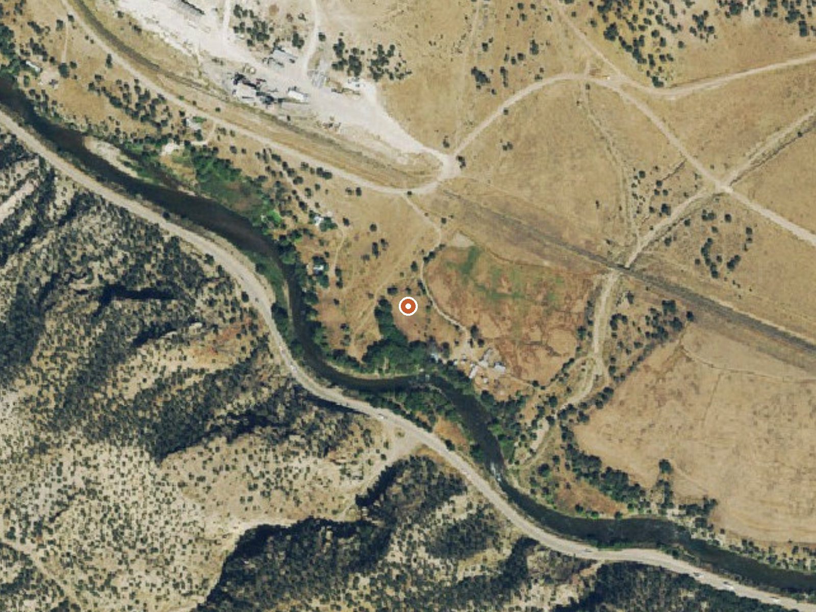Aerial view of the ground around Wellsville Warm Spring