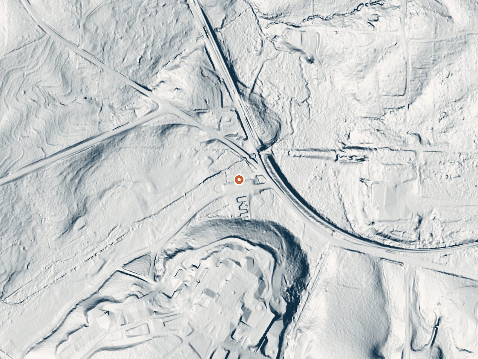 LiDAR bare-earth view of the same ground around Warm Springs