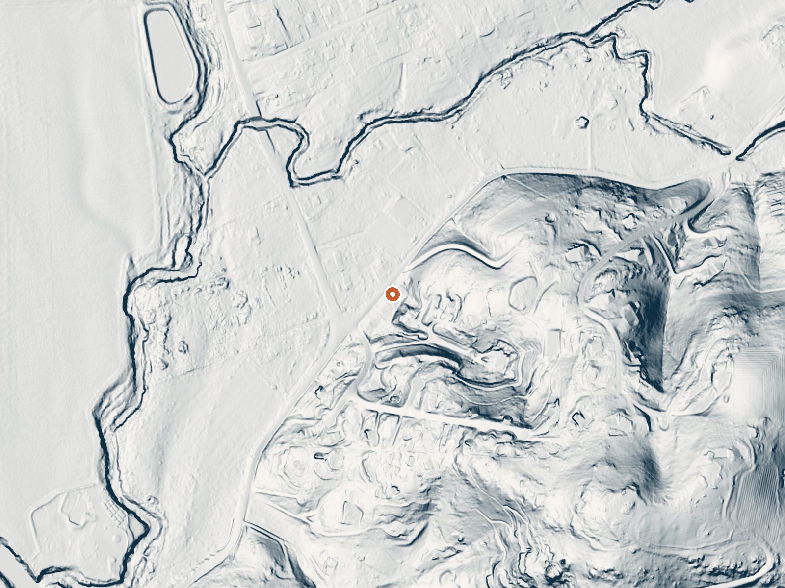 LiDAR bare-earth view of the same ground around the spring