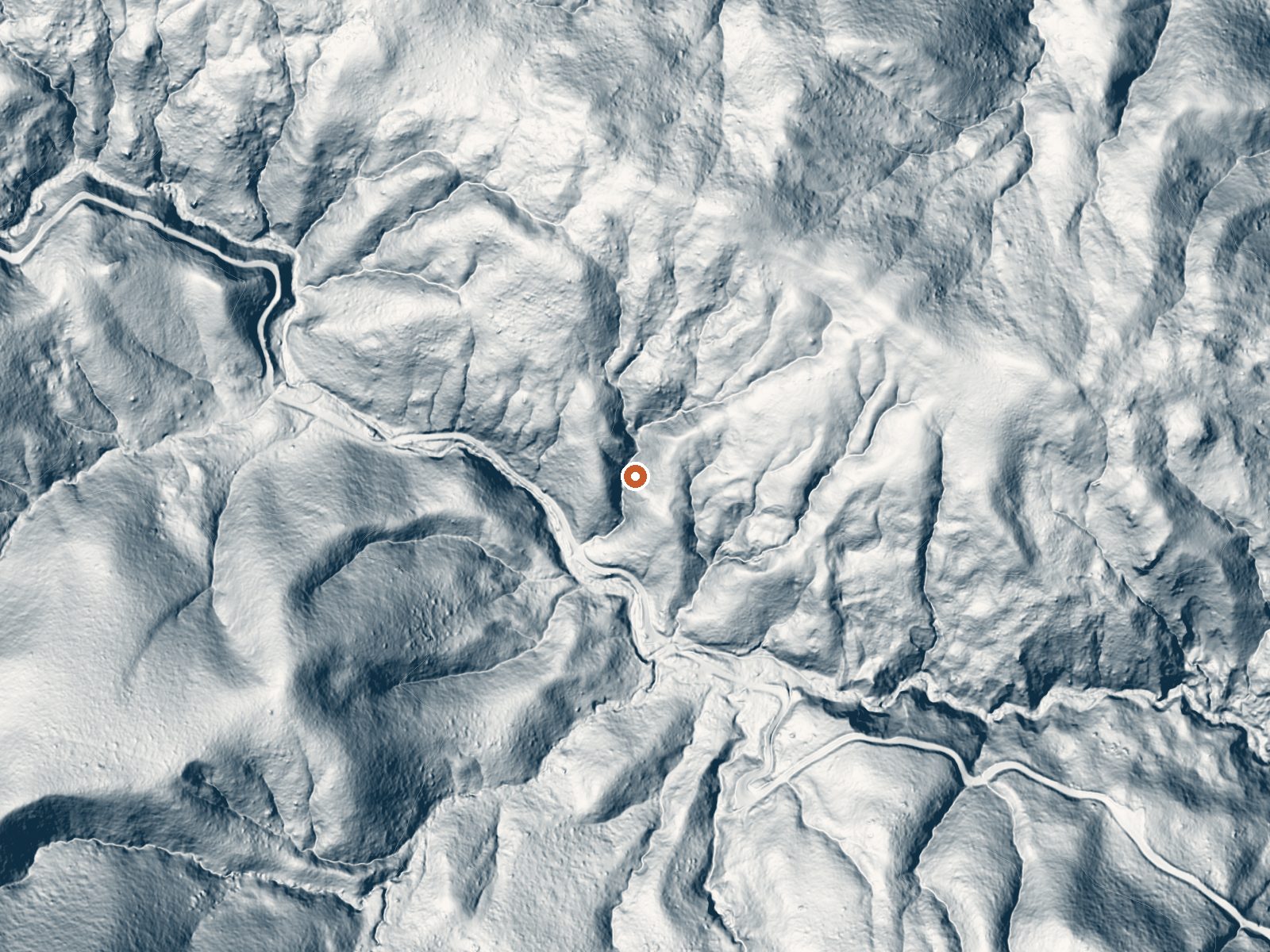 LiDAR bare-earth view of the same ground around the spring