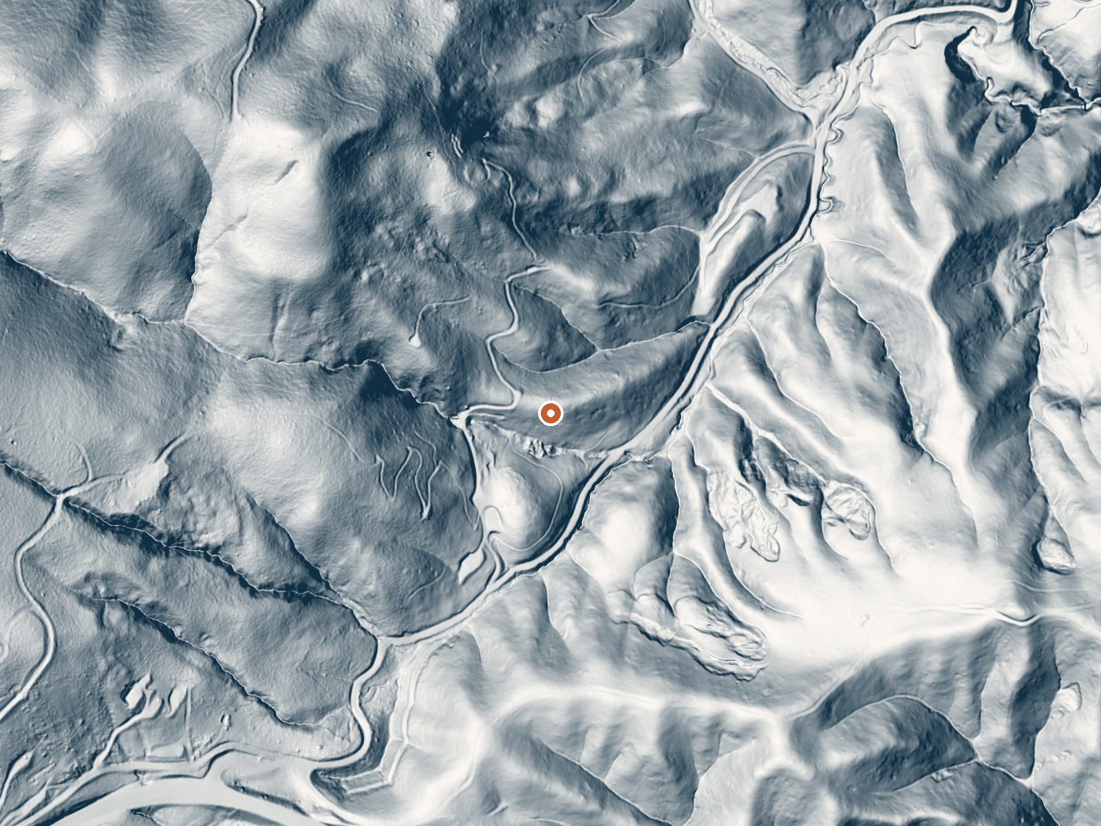 LiDAR bare-earth view of the same ground around the spring