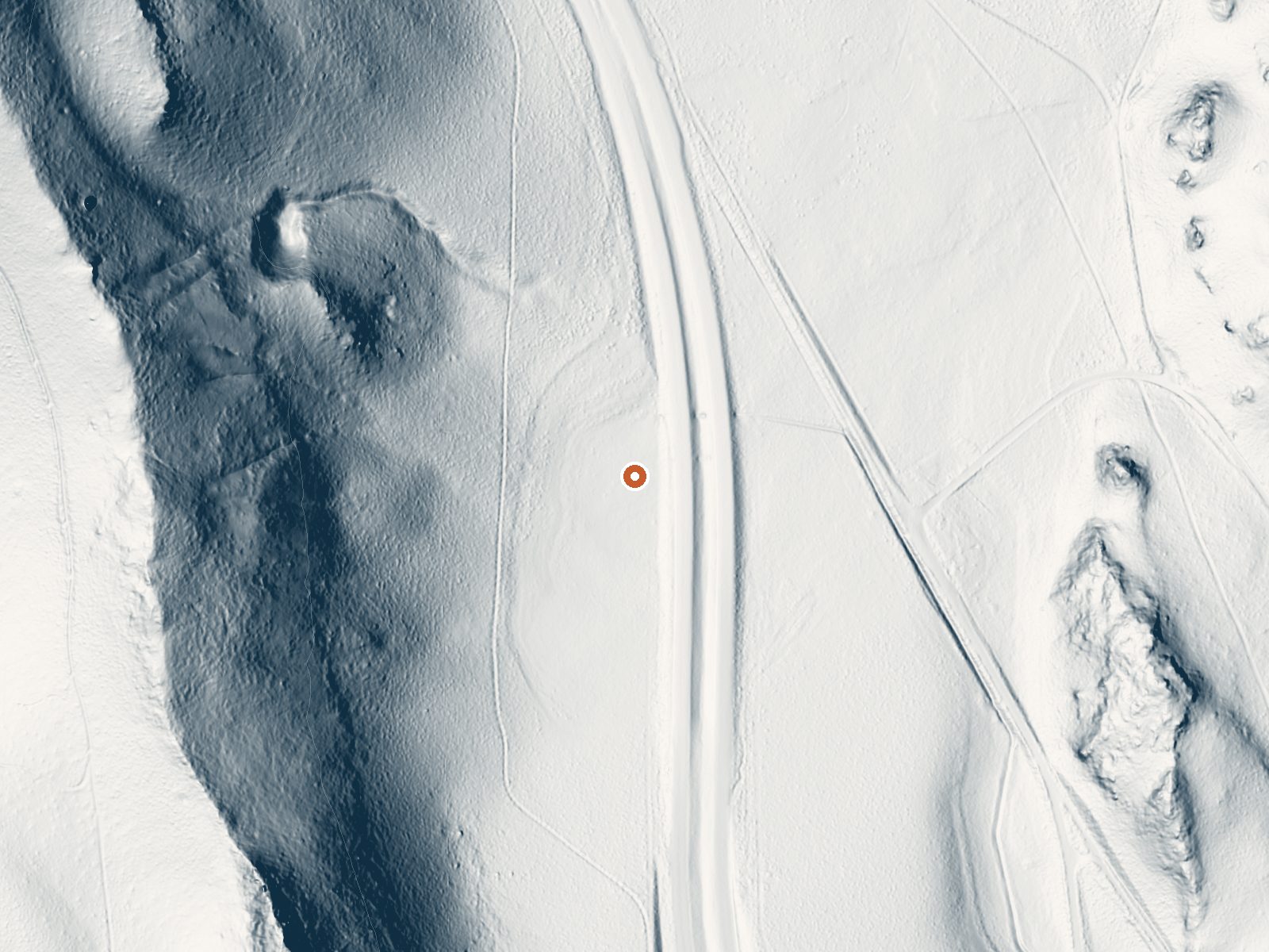LiDAR bare-earth view of the same ground around the spring