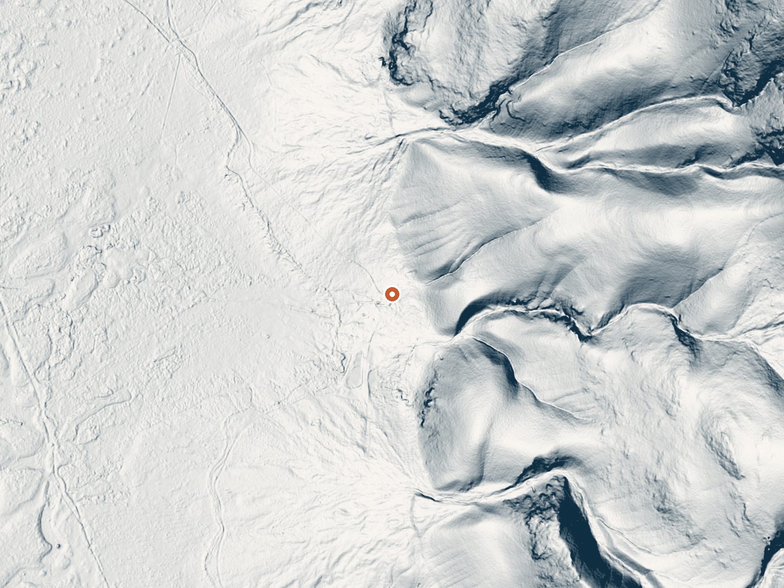 LiDAR bare-earth view of the same ground around the spring