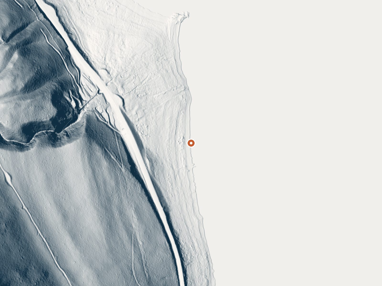LiDAR bare-earth view of the same ground around the spring