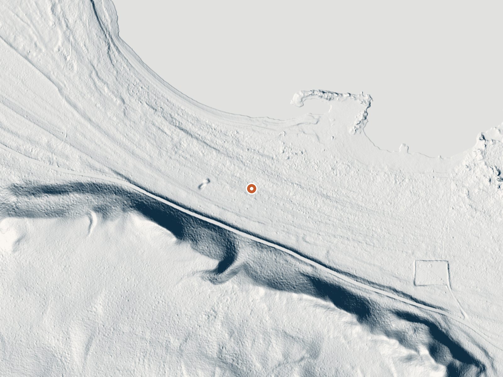 LiDAR bare-earth view of the same ground around the spring