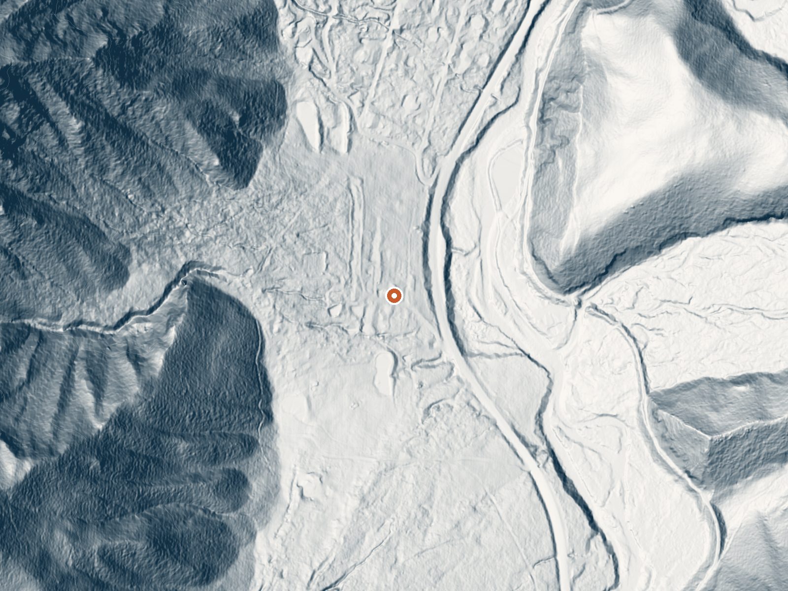 LiDAR bare-earth view of the same ground around Avalanche Ranch Hot Springs
