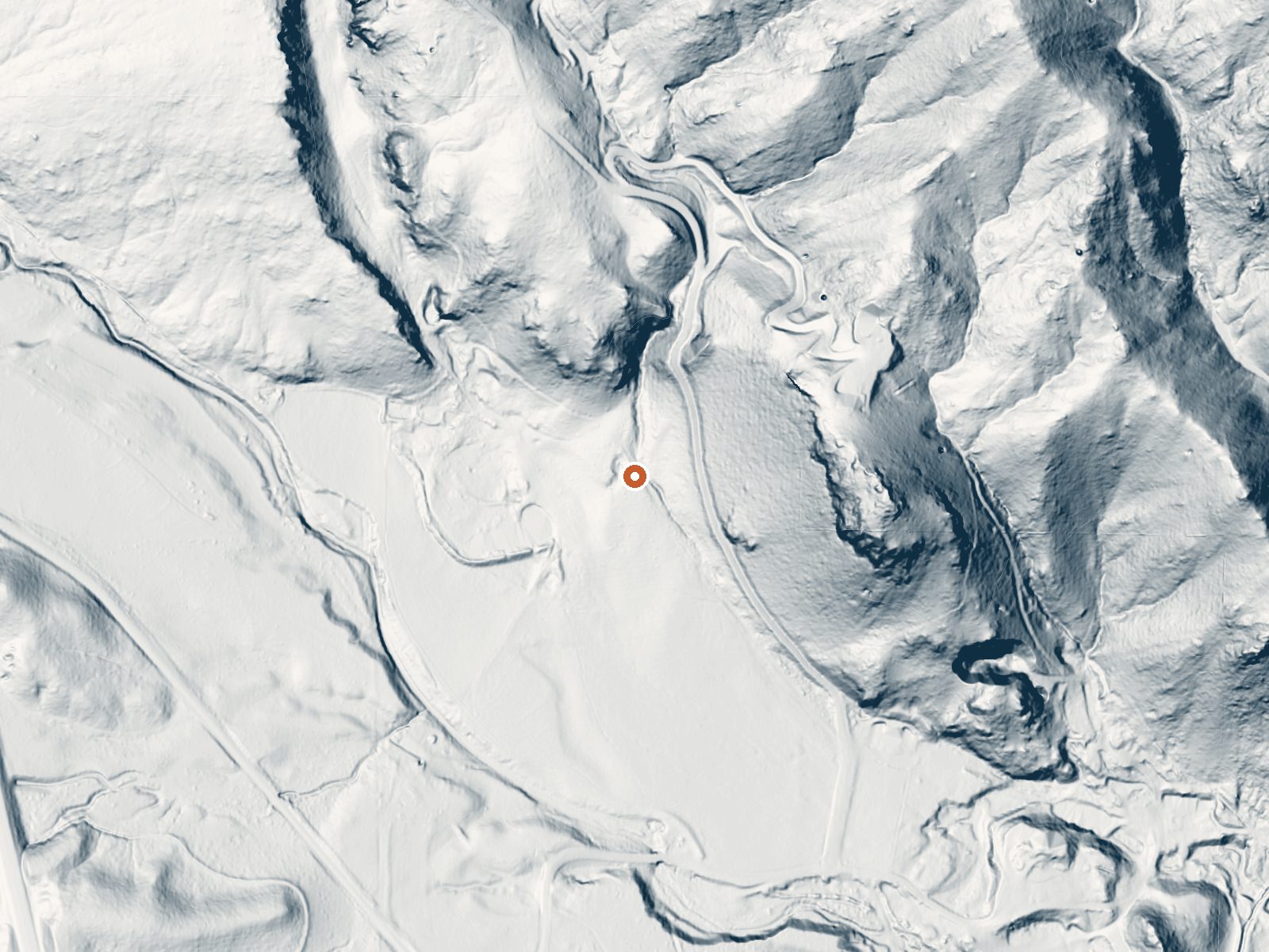 LiDAR bare-earth view of the same ground around Browns Grotto Warm Spring