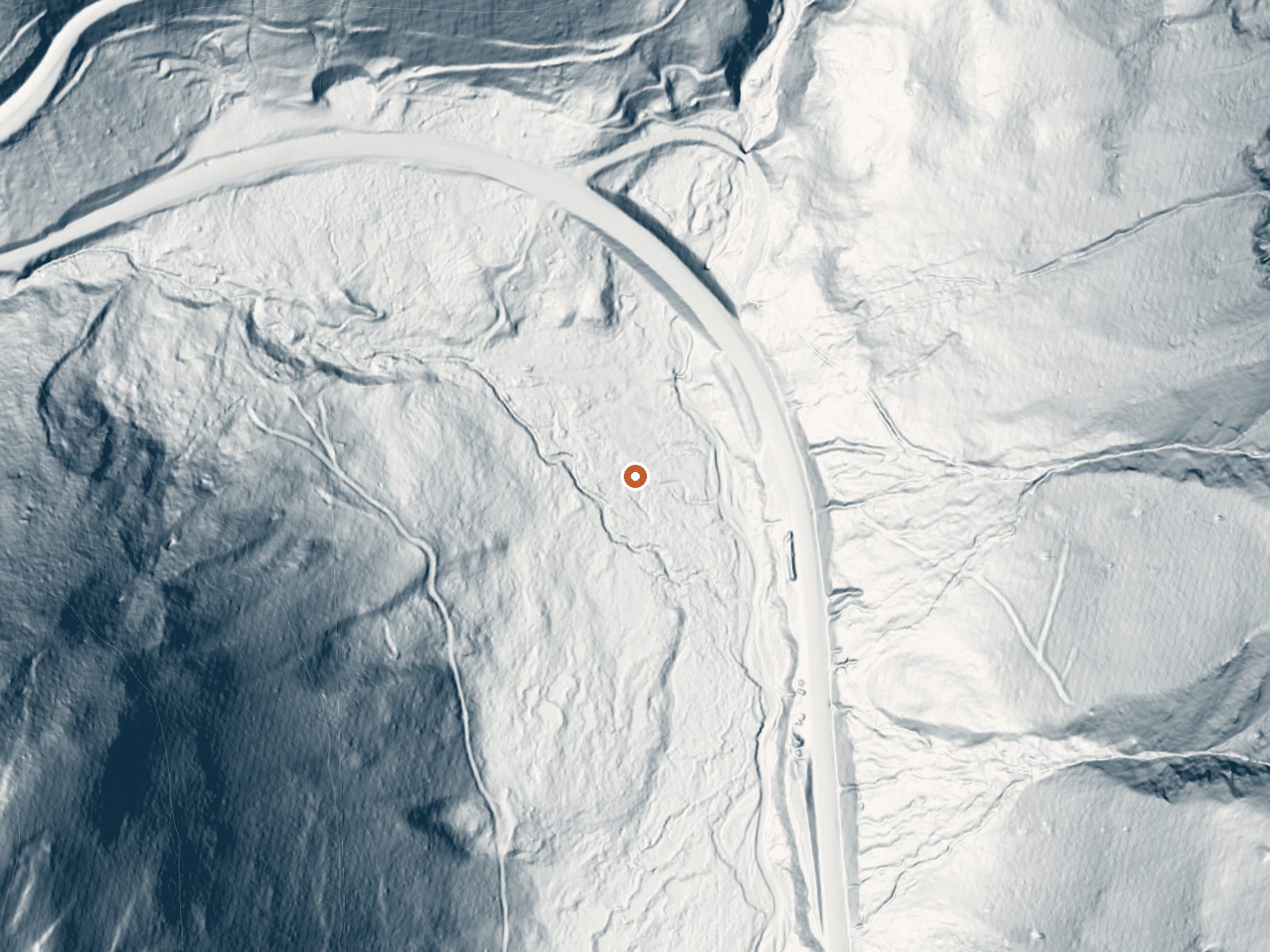 LiDAR bare-earth view of the same ground around Chattanooga Hot Spring