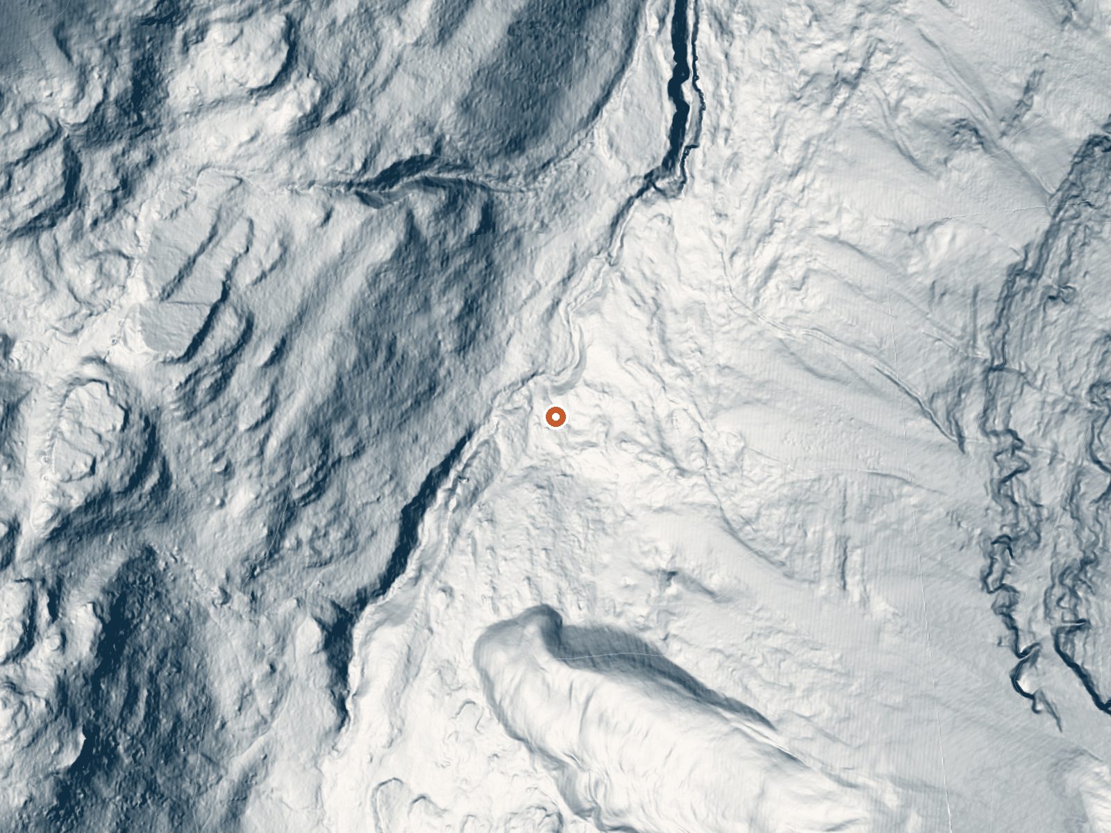LiDAR bare-earth view of the same ground around Conundrum Hot Springs