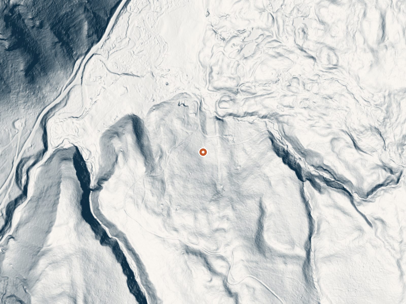 LiDAR bare-earth view of the same ground around Dunton Hot Spring