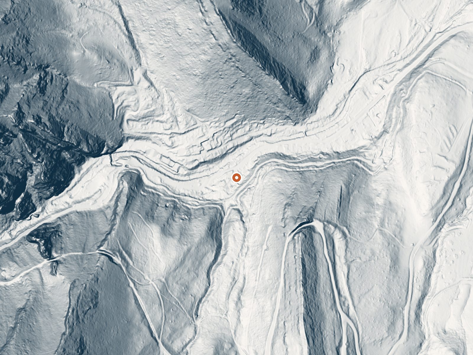 LiDAR bare-earth view of the same ground around Eldorado Springs