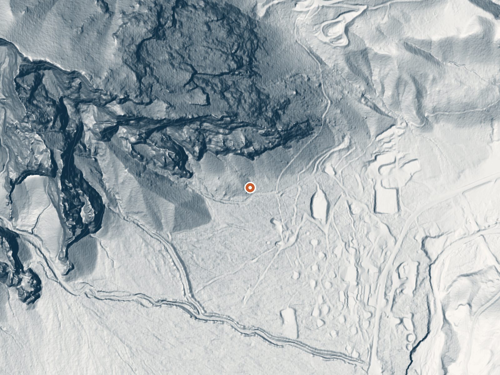 LiDAR bare-earth view of the same ground around Hortense Hot Spring