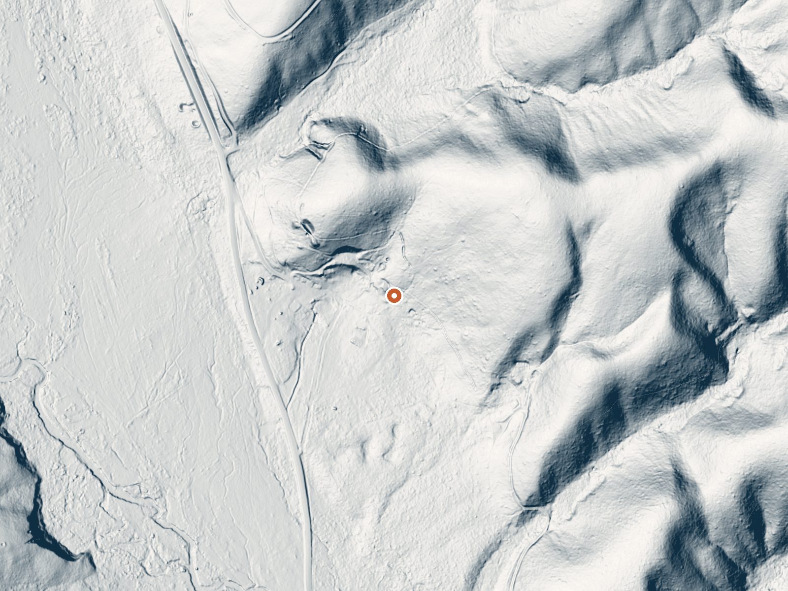 LiDAR bare-earth view of the same ground around Burgdorf Hot Springs