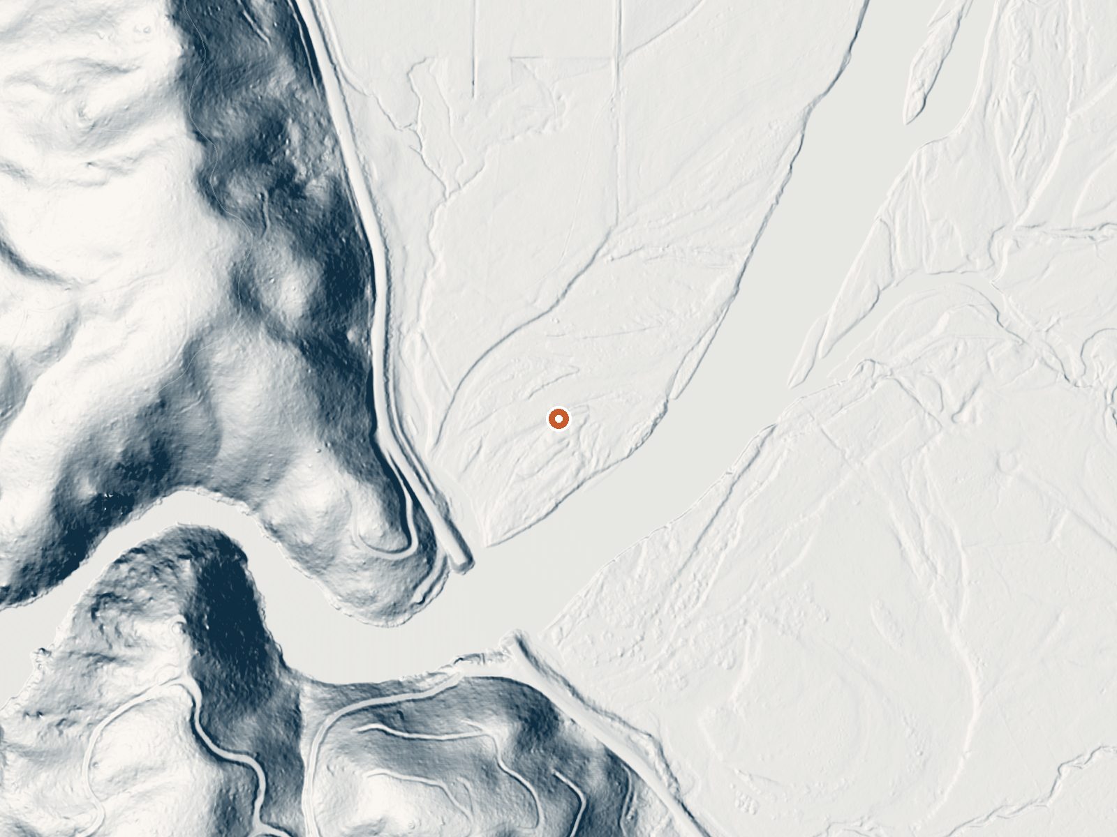 LiDAR bare-earth view of the same ground around Cabarton Hot Spring