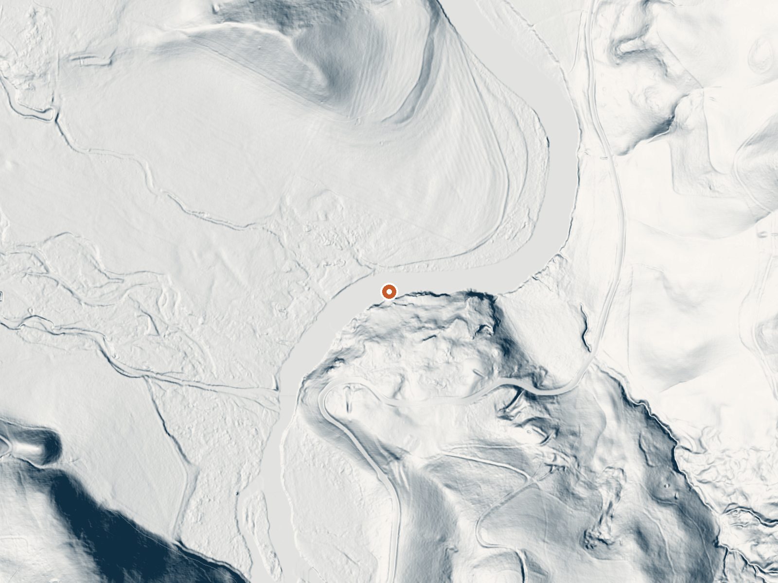 LiDAR bare-earth view of the same ground around Cleveland Hot Springs