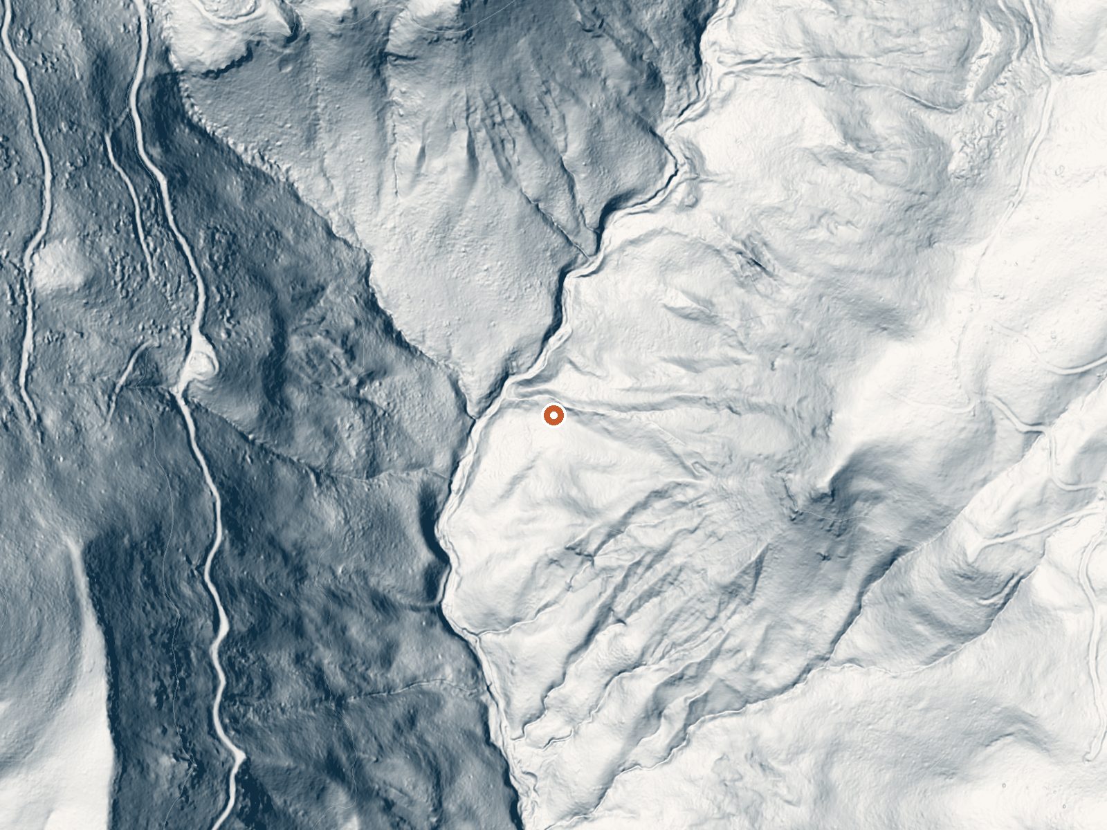 LiDAR bare-earth view of the same ground around Council Mtn Hot Springs