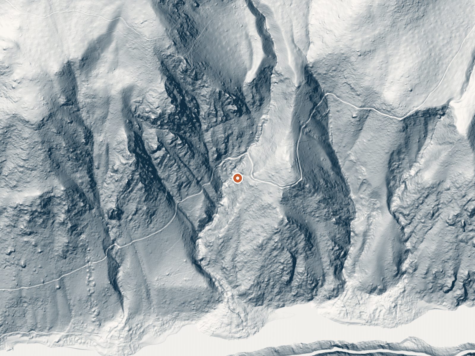 LiDAR bare-earth view of the same ground around Cow Flats Hot Spring