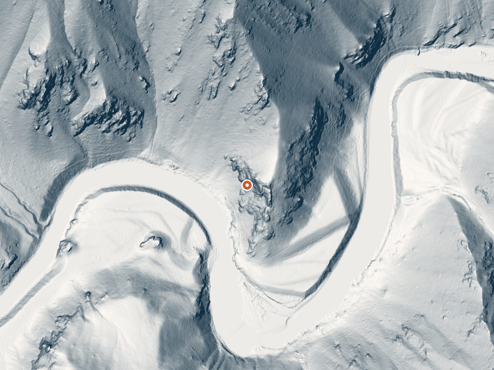 LiDAR bare-earth view of the same ground around Cox Hot Springs
