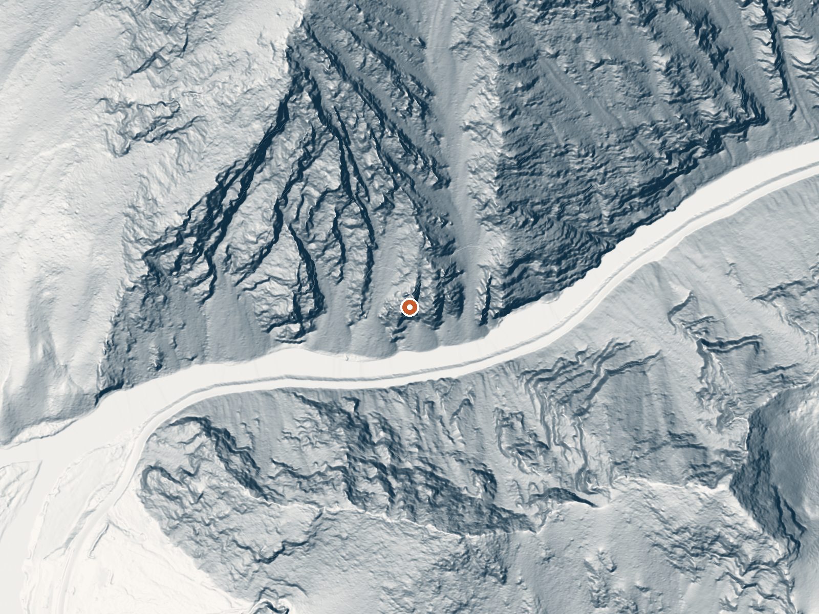LiDAR bare-earth view of the same ground around Cronks Canyon Hot Spring
