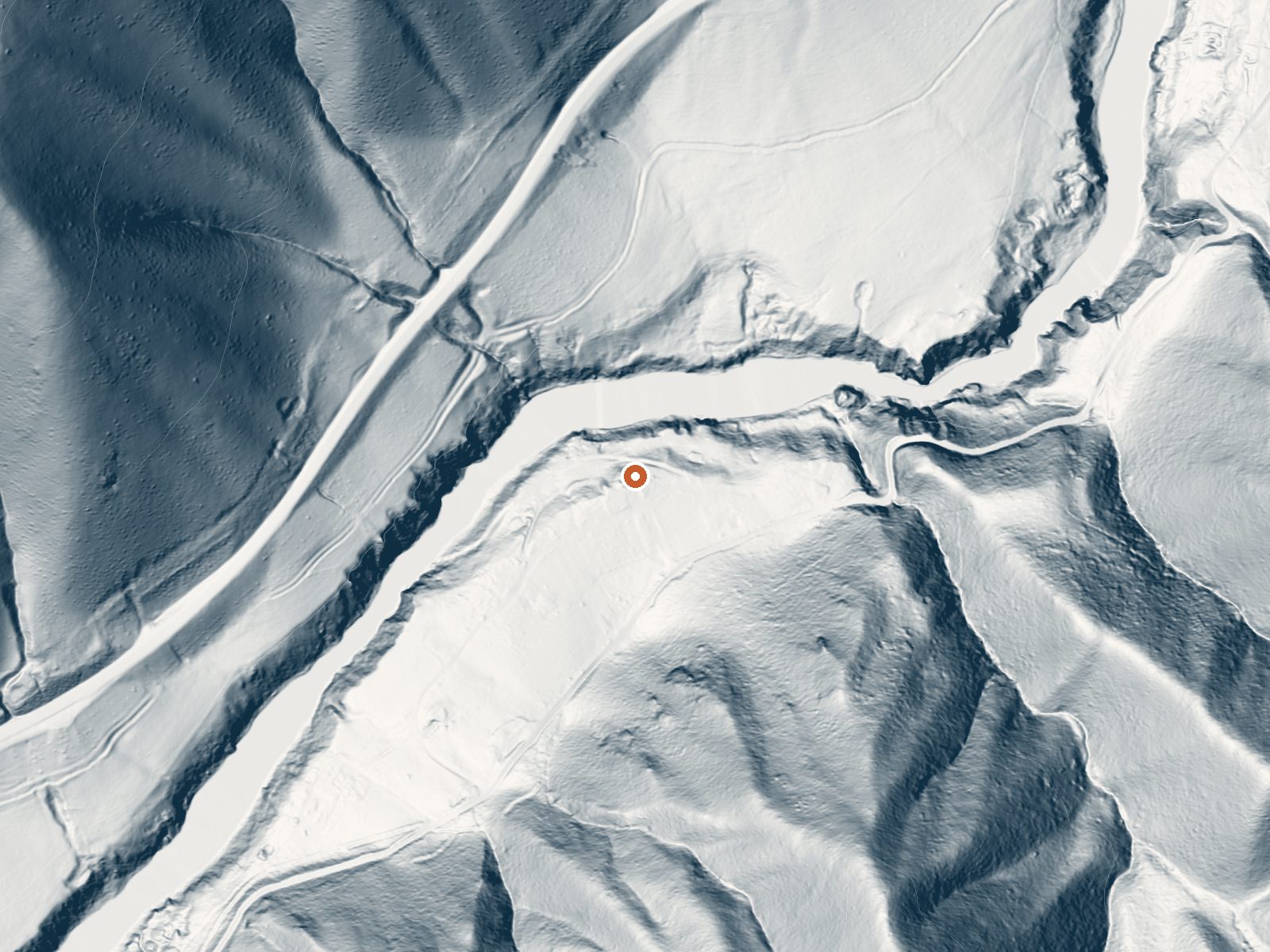 LiDAR bare-earth view of the same ground around Dan Hodges Hot Spring