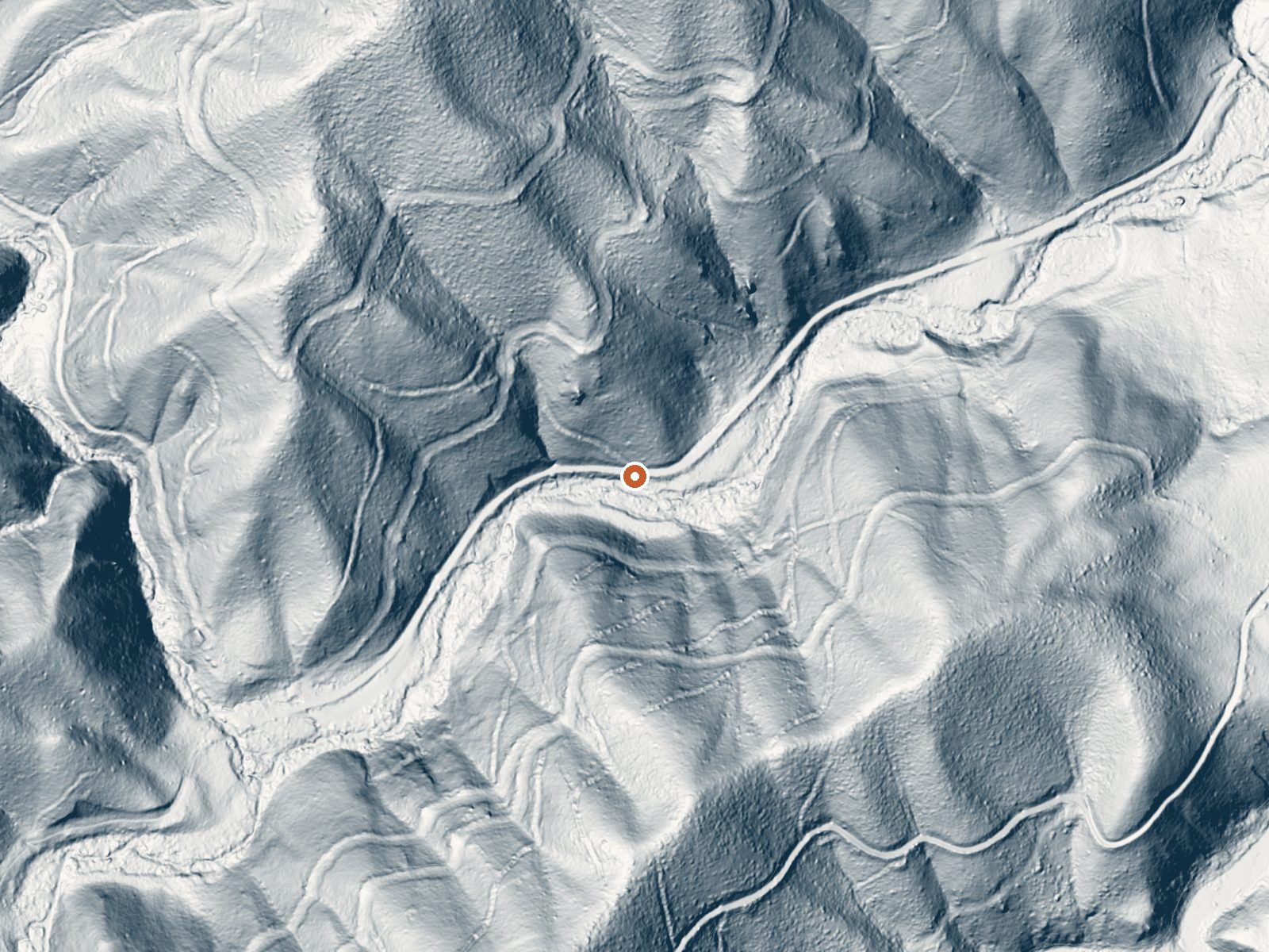 LiDAR bare-earth view of the same ground around Dollar Creek Warm Spring