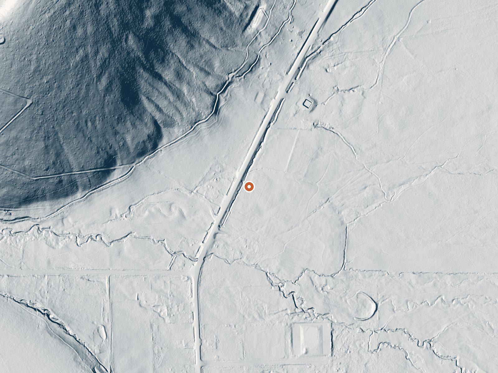 LiDAR bare-earth view of the same ground around Durfee Spring