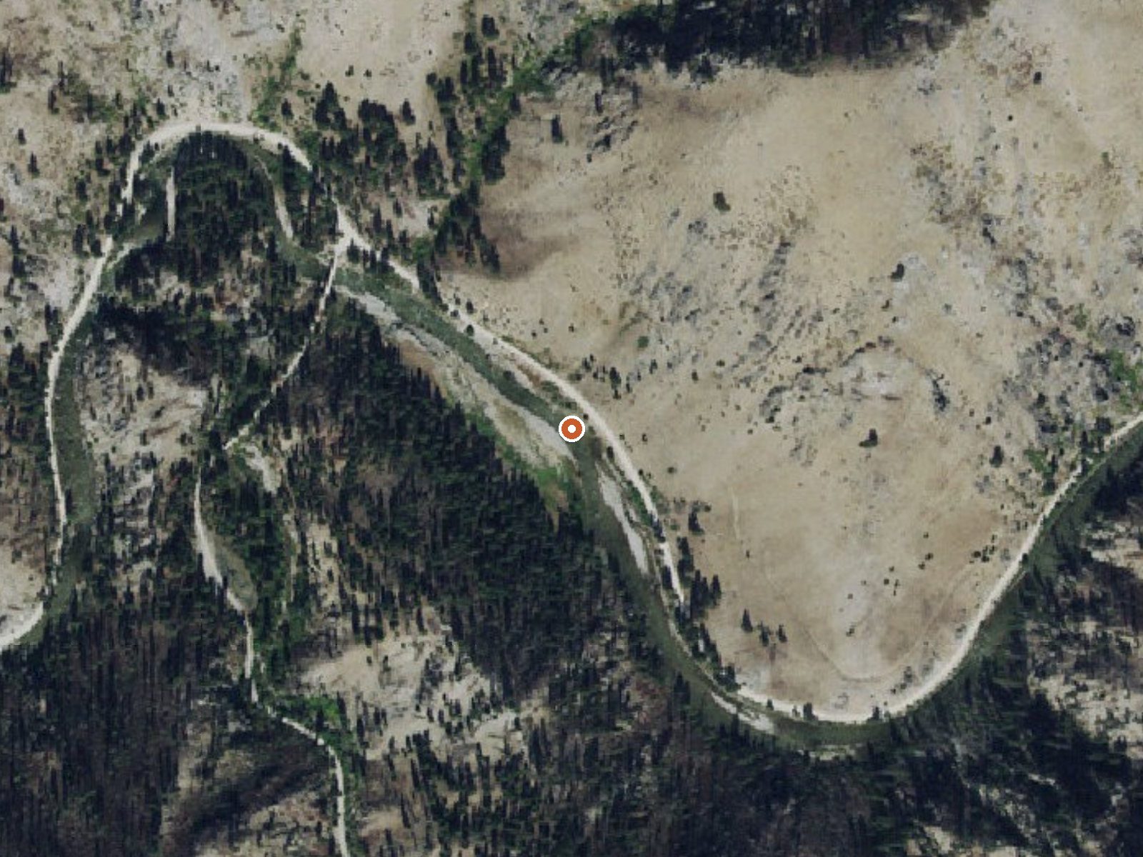 Aerial view of the ground around Dutch Frank Hot Spring
