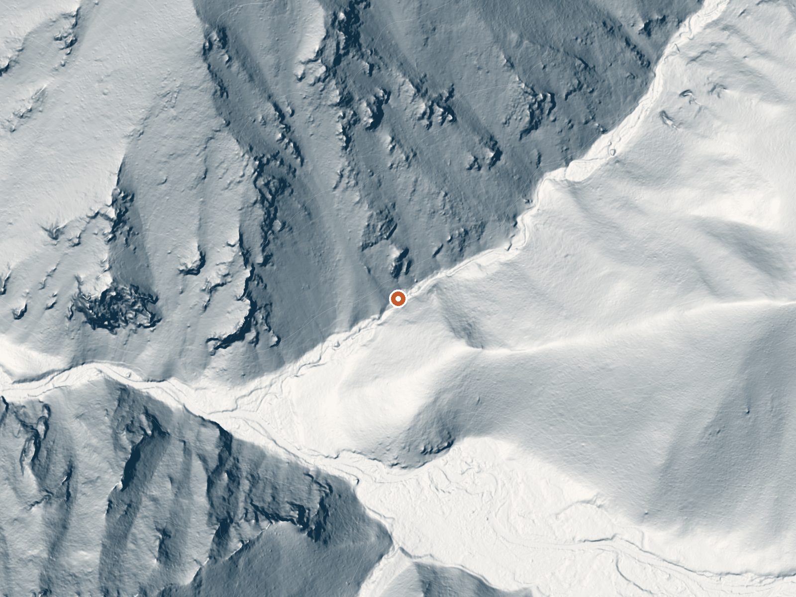 LiDAR bare-earth view of the same ground around Foster Ranch Hot Springs