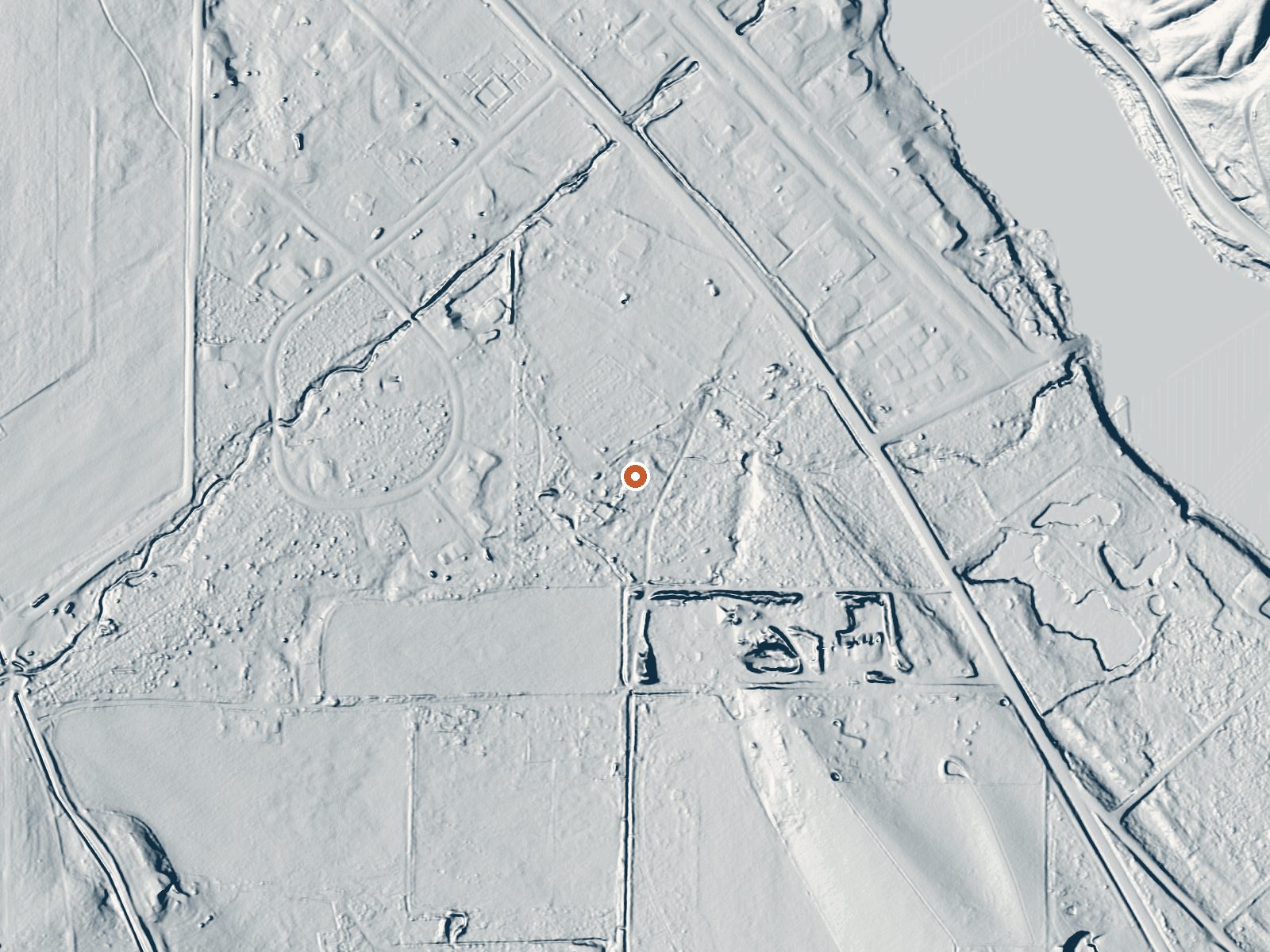 LiDAR bare-earth view of the same ground around Givens Hot Springs