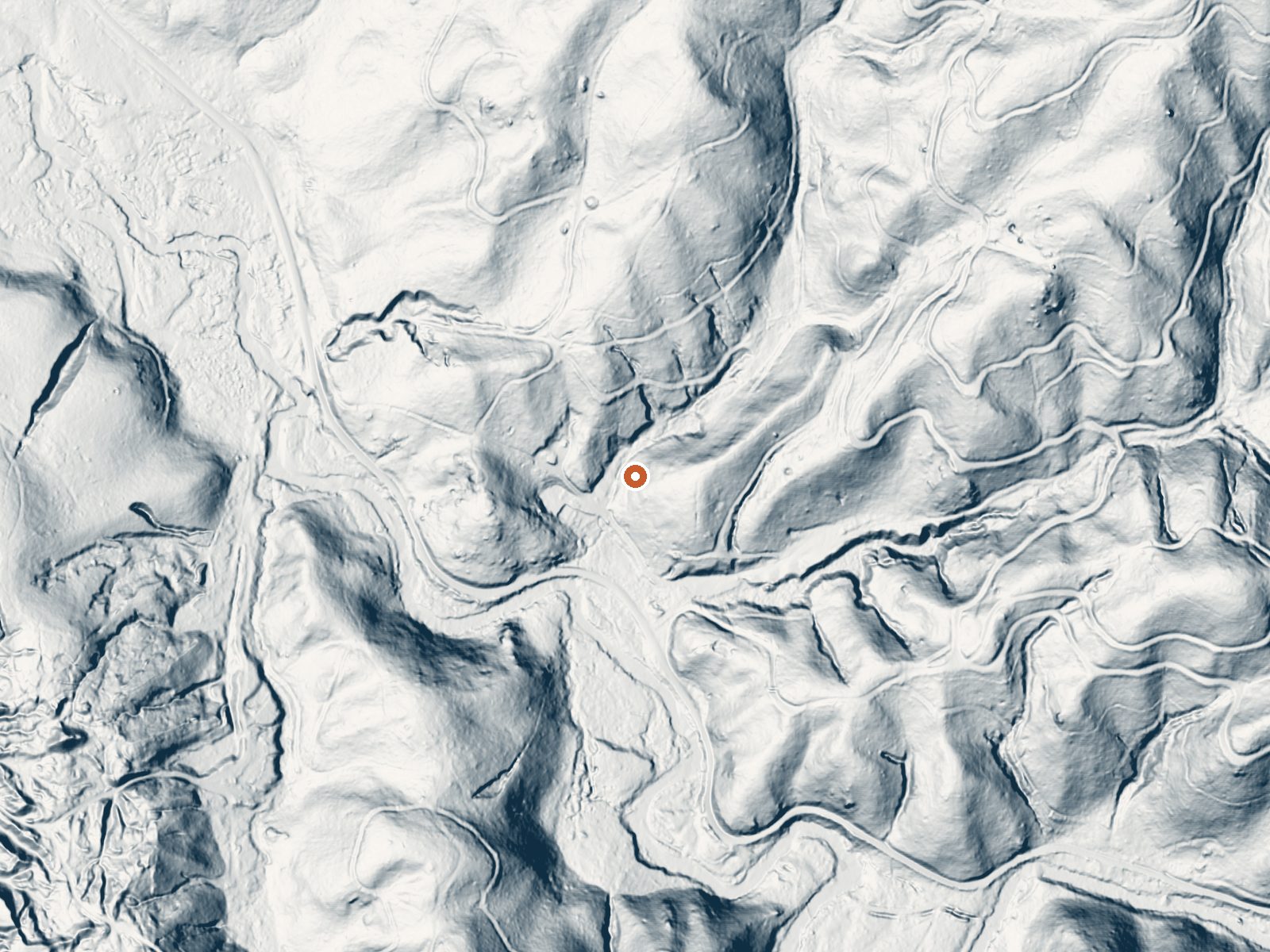 LiDAR bare-earth view of the same ground around Gold Fork Hot Spring