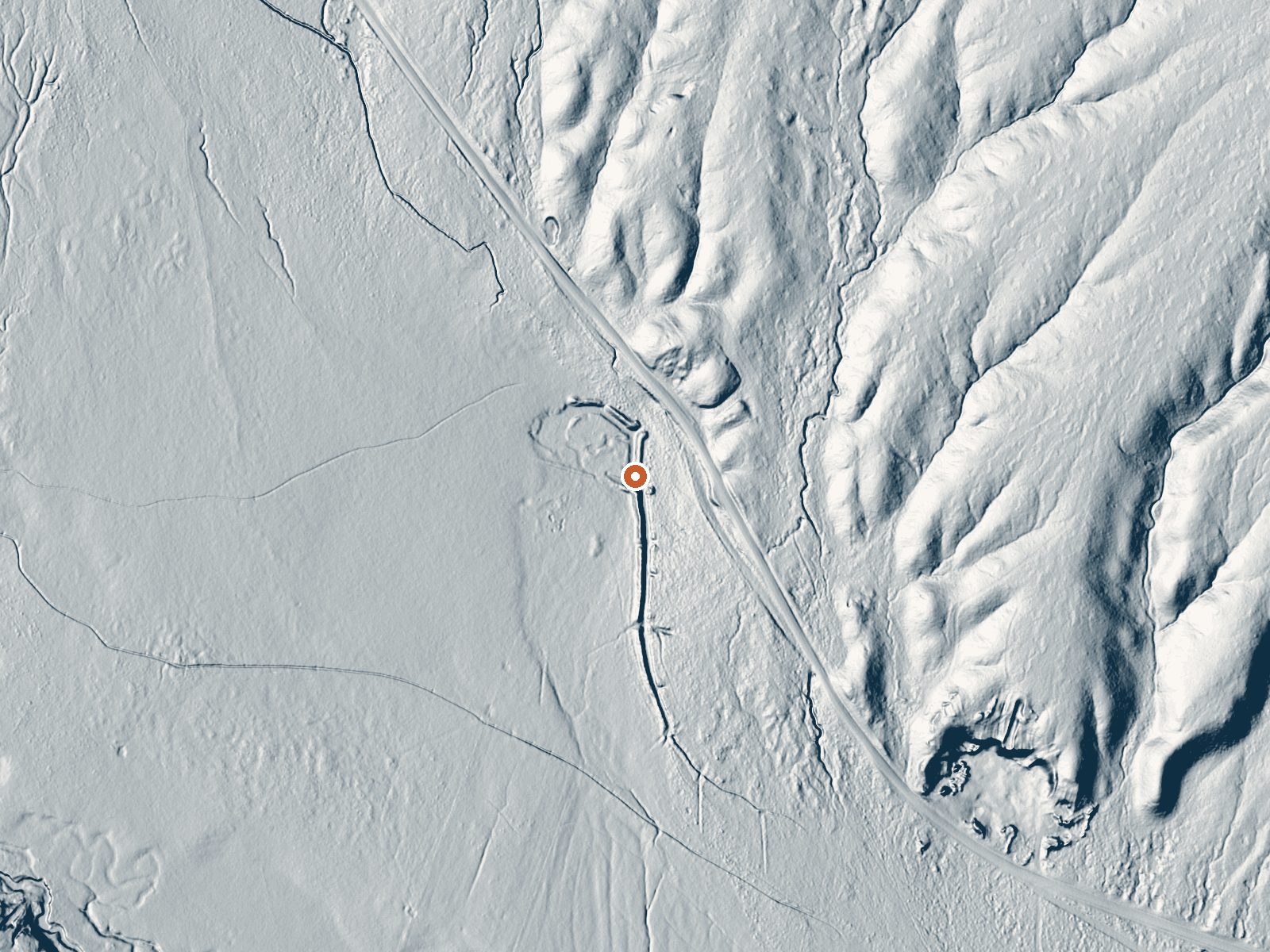 LiDAR bare-earth view of the same ground around Grape Creek Warm Spring