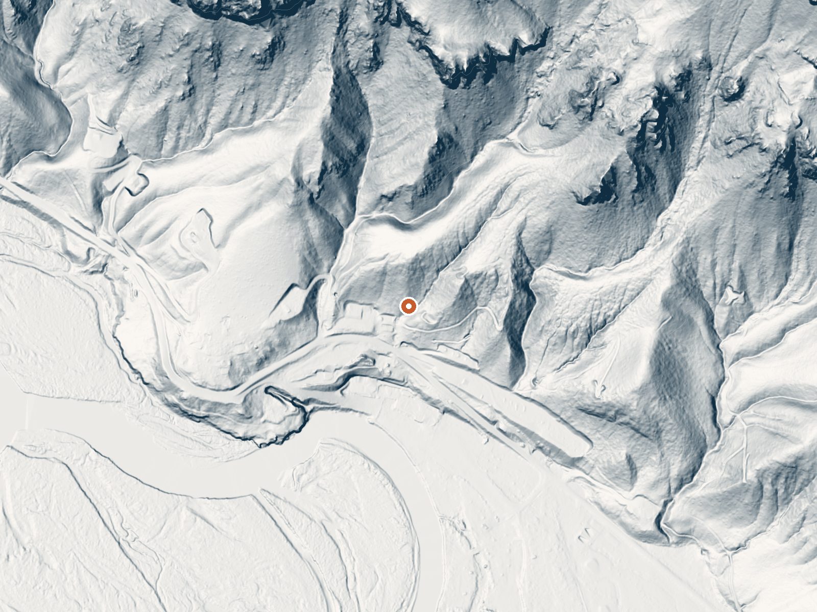 LiDAR bare-earth view of the same ground around Heise Hot Springs