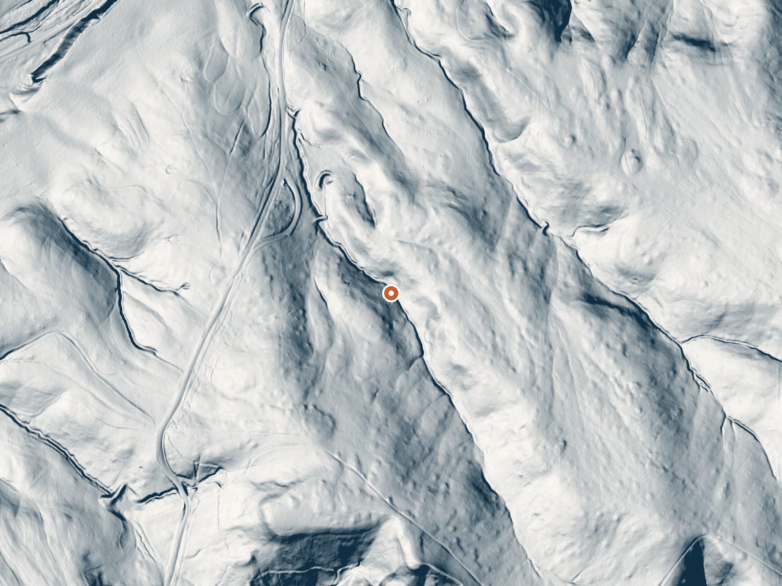 LiDAR bare-earth view of the same ground around Highland Land Co Warm Spring