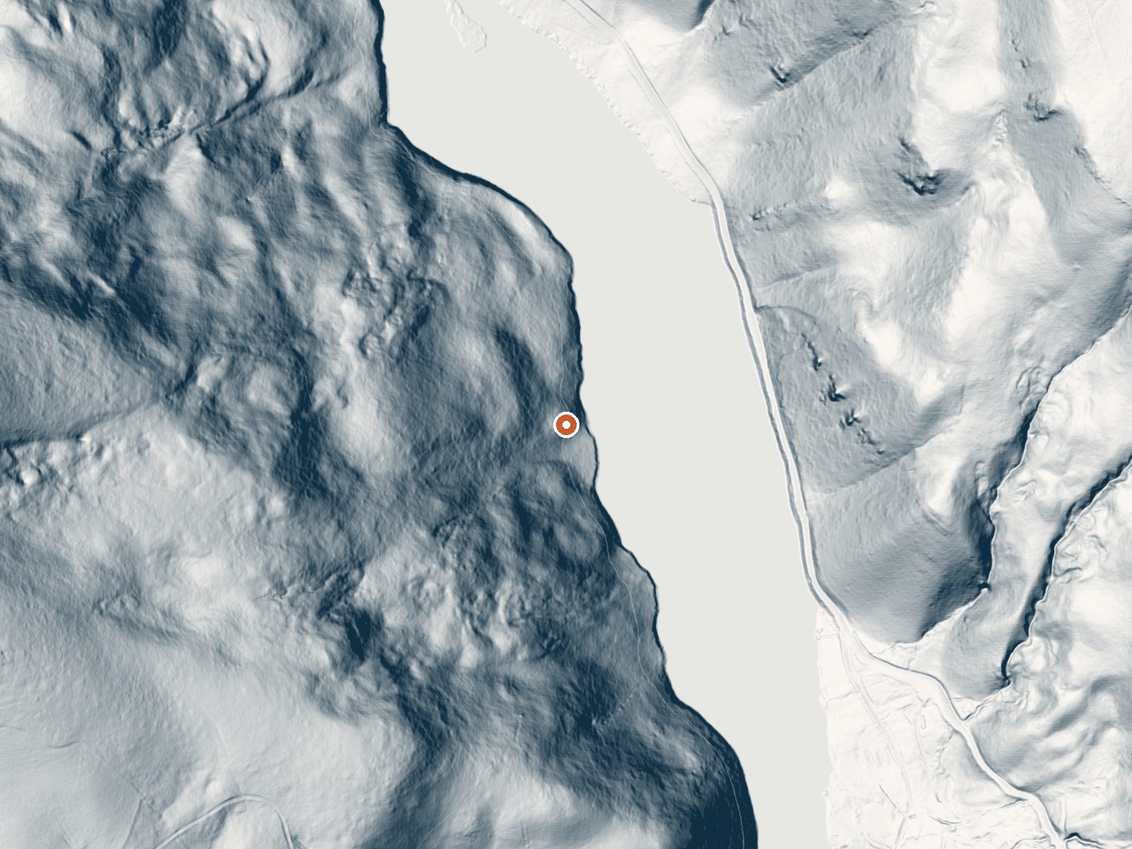 LiDAR bare-earth view of the same ground around Hopkins Hot Springs