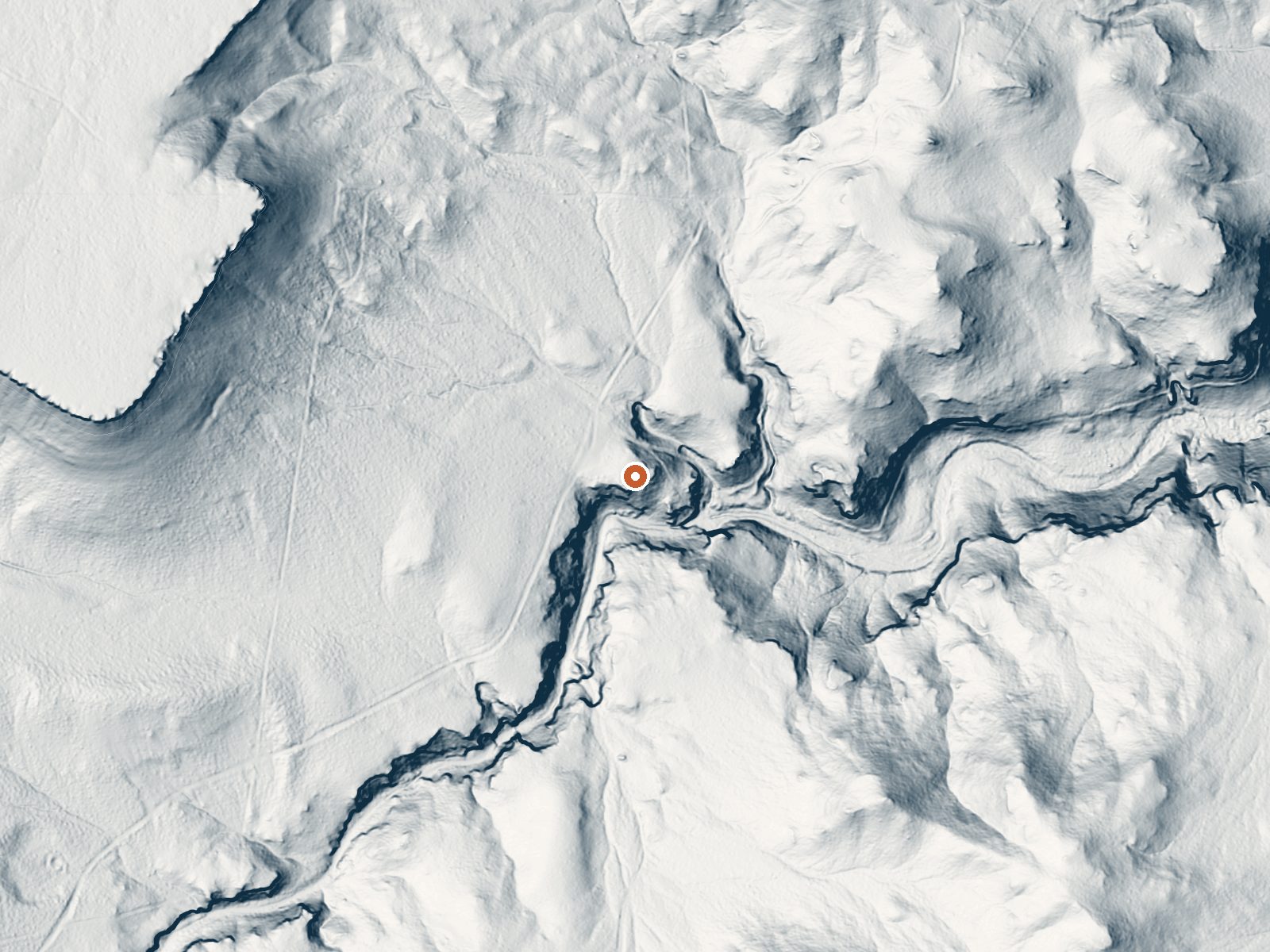 LiDAR bare-earth view of the same ground around Indian Bathtub Hot Springs