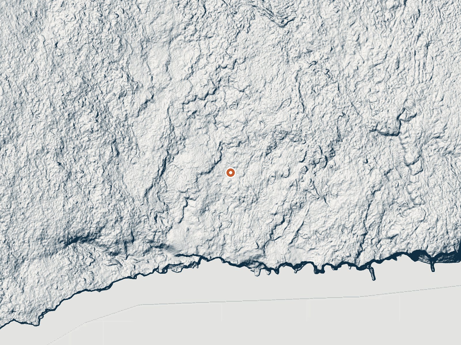 LiDAR bare-earth view of the same ground around Waiwelawela Point Spring