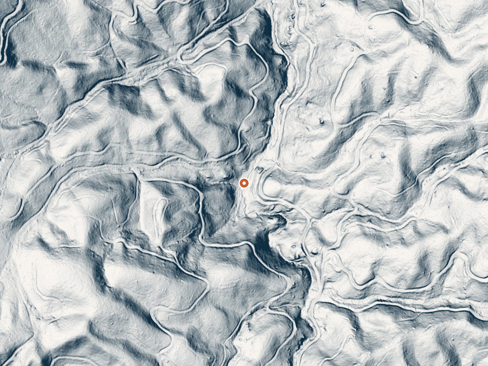 LiDAR bare-earth view of the same ground around Badley Warm Spring