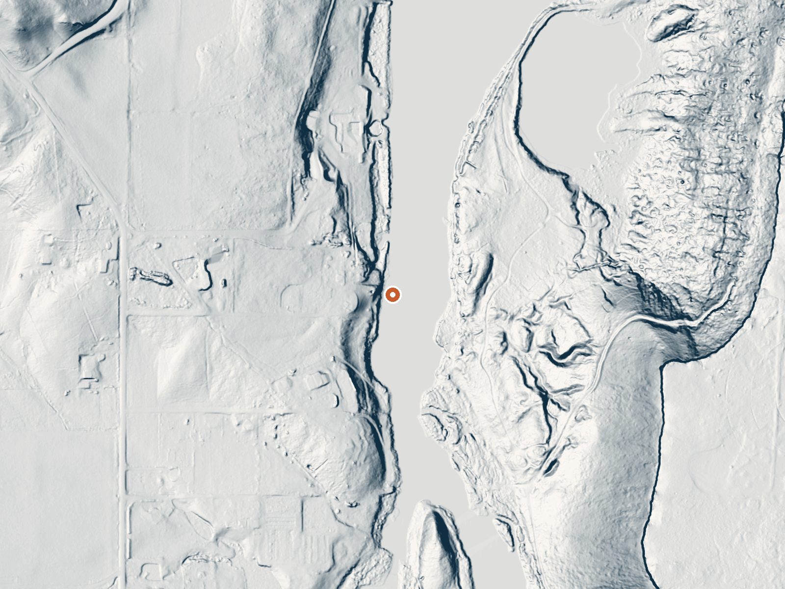 LiDAR bare-earth view of the same ground around Banbury Hot Spring