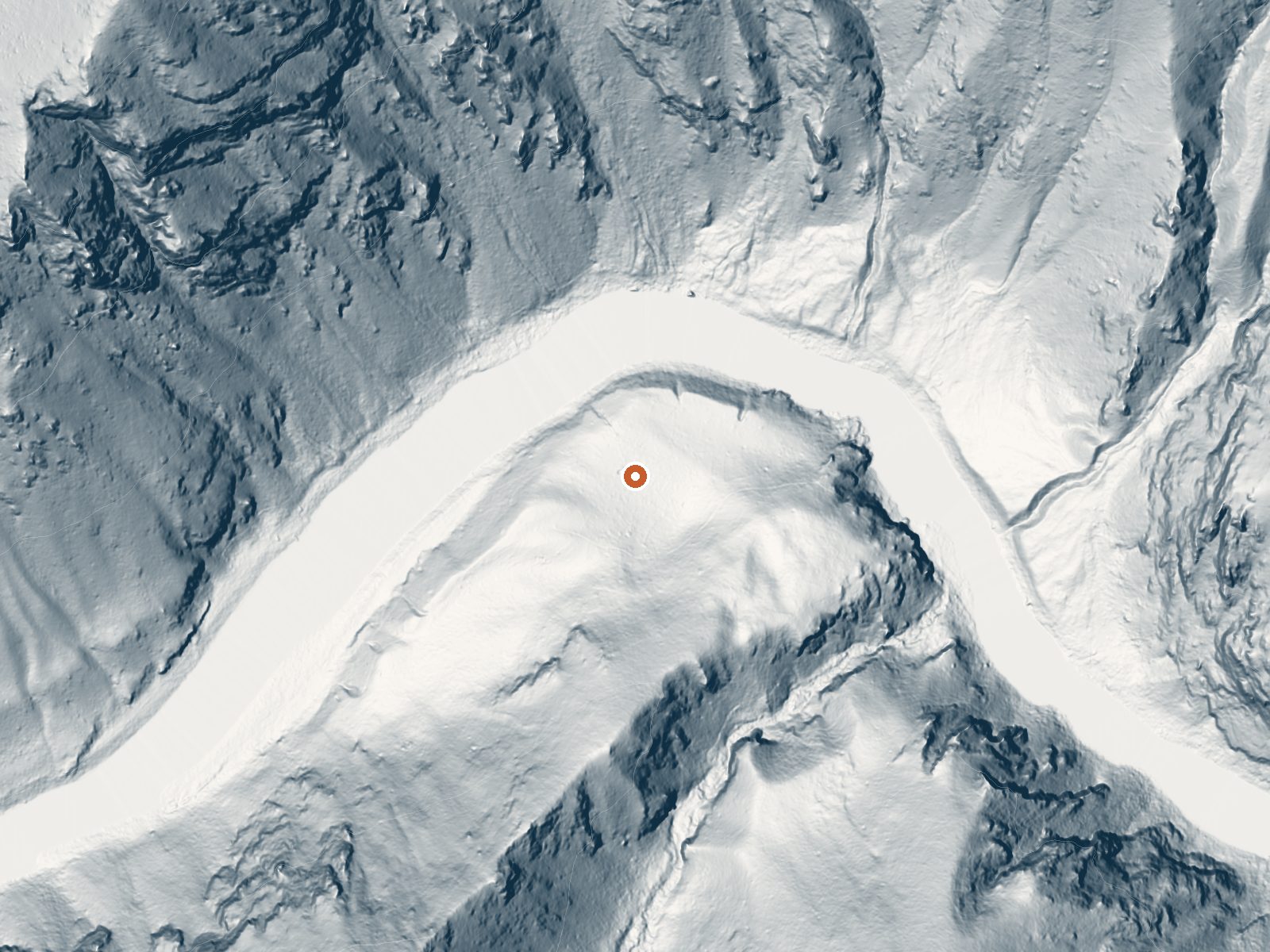 LiDAR bare-earth view of the same ground around Barth Hot Springs