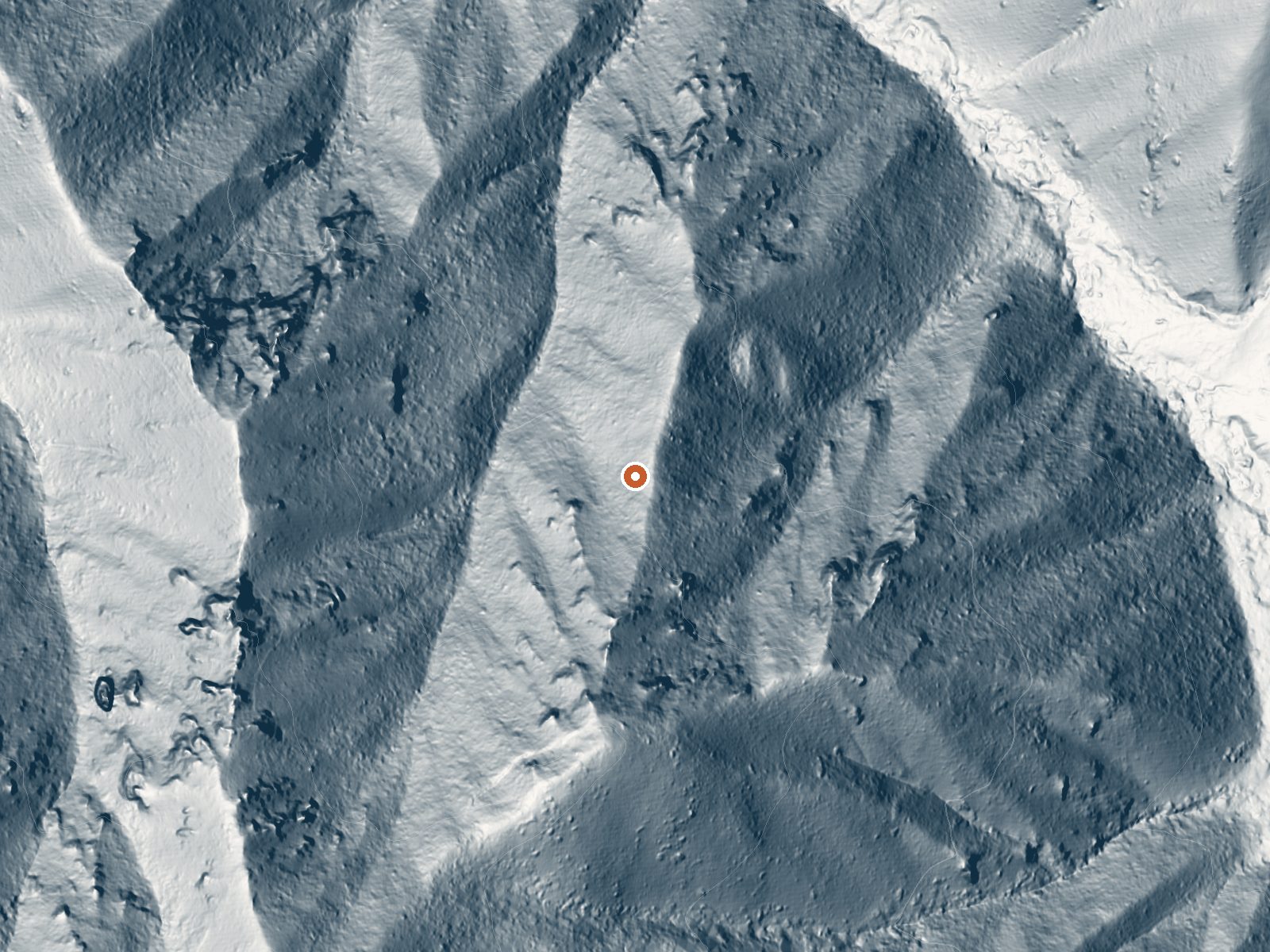 LiDAR bare-earth view of the same ground around Basset Hot Spring