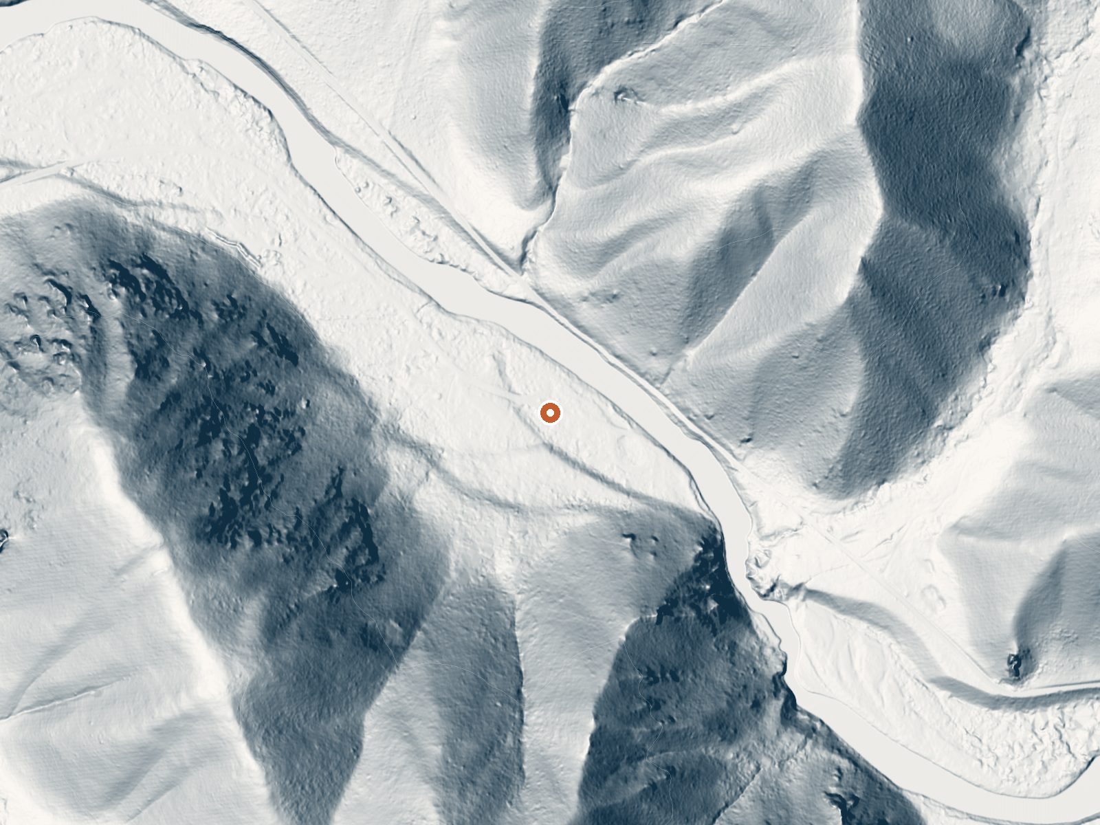 LiDAR bare-earth view of the same ground around Baumgartner Hot Spring