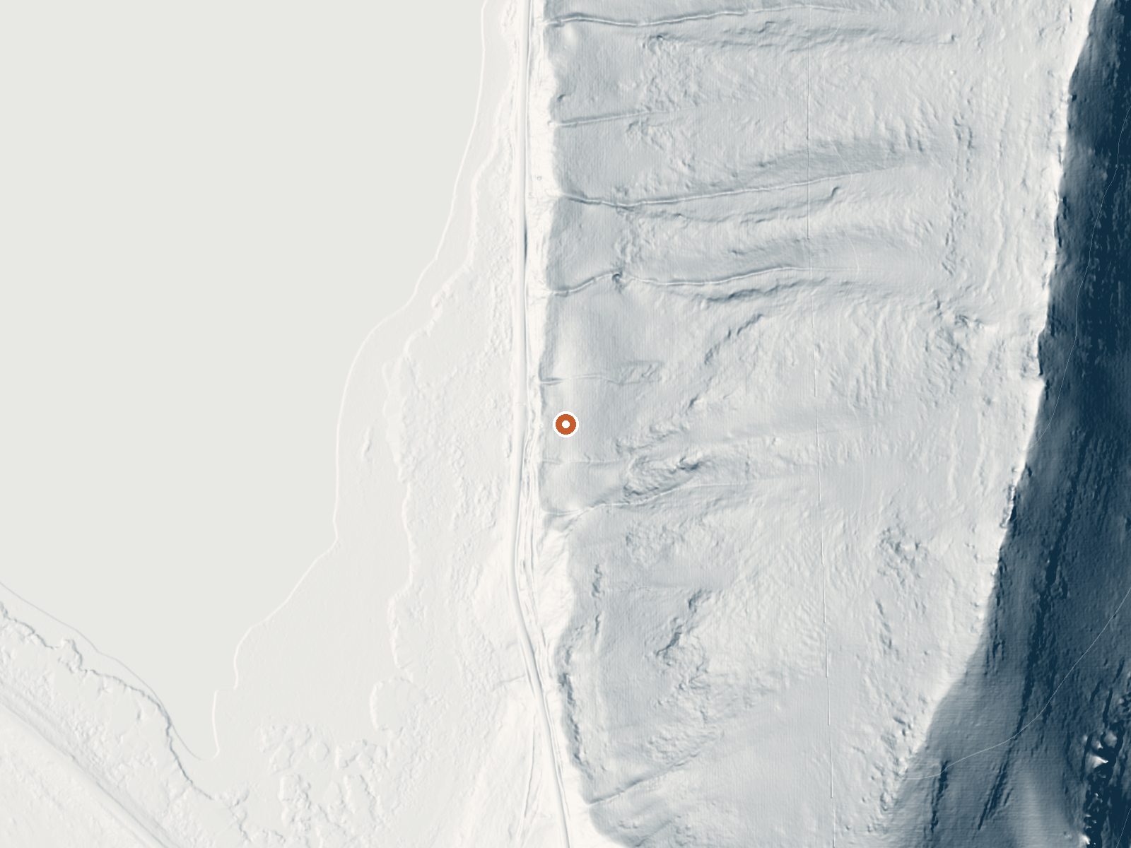 LiDAR bare-earth view of the same ground around Bear Lake Hot Springs