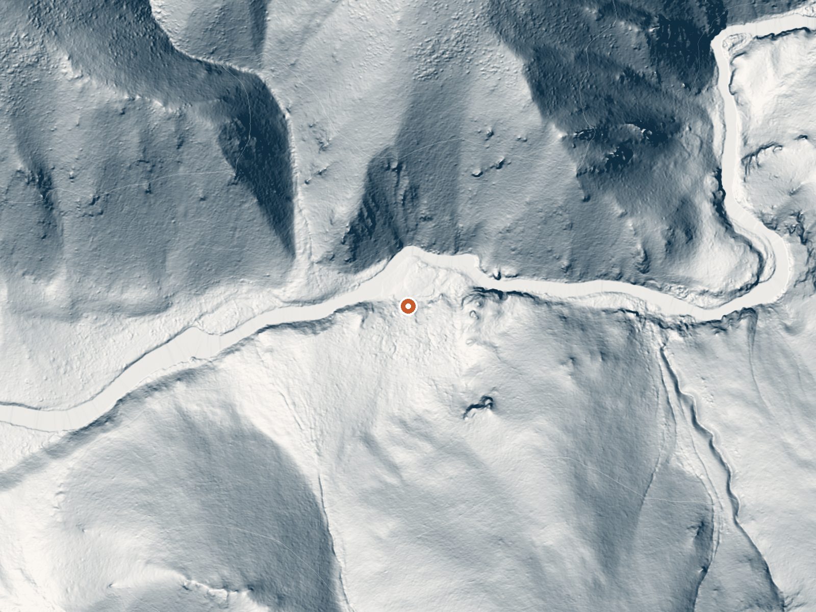 LiDAR bare-earth view of the same ground around Bear Valley Hot Spring