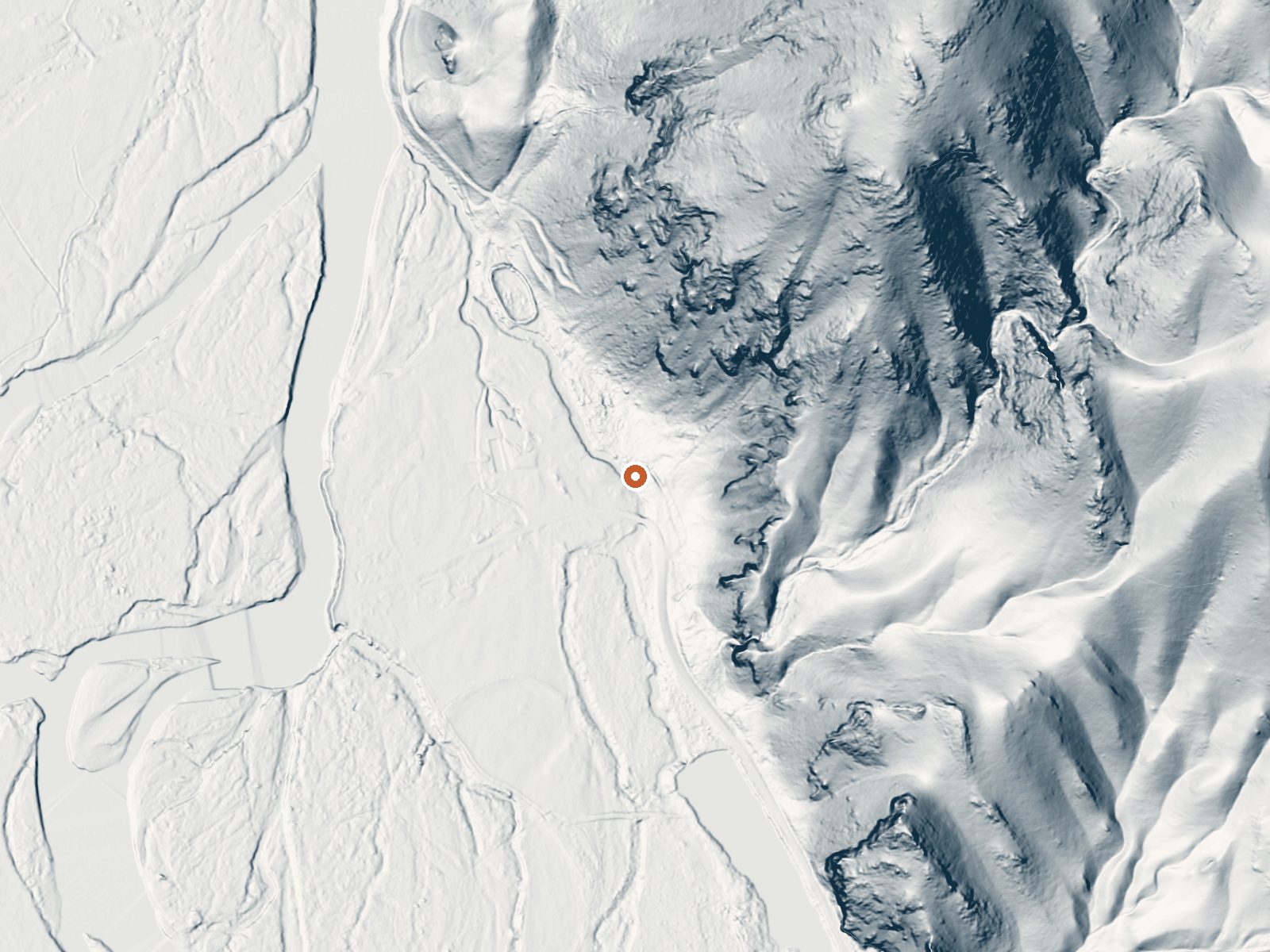 LiDAR bare-earth view of the same ground around Beardsley Hot Springs