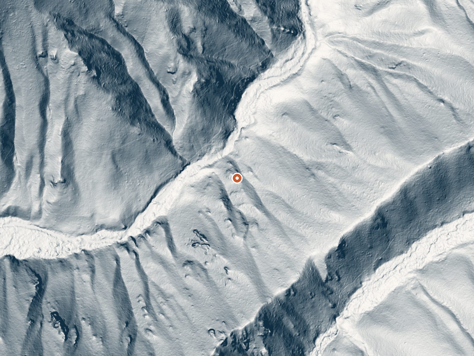 LiDAR bare-earth view of the same ground around Big Smokey Hot Spring