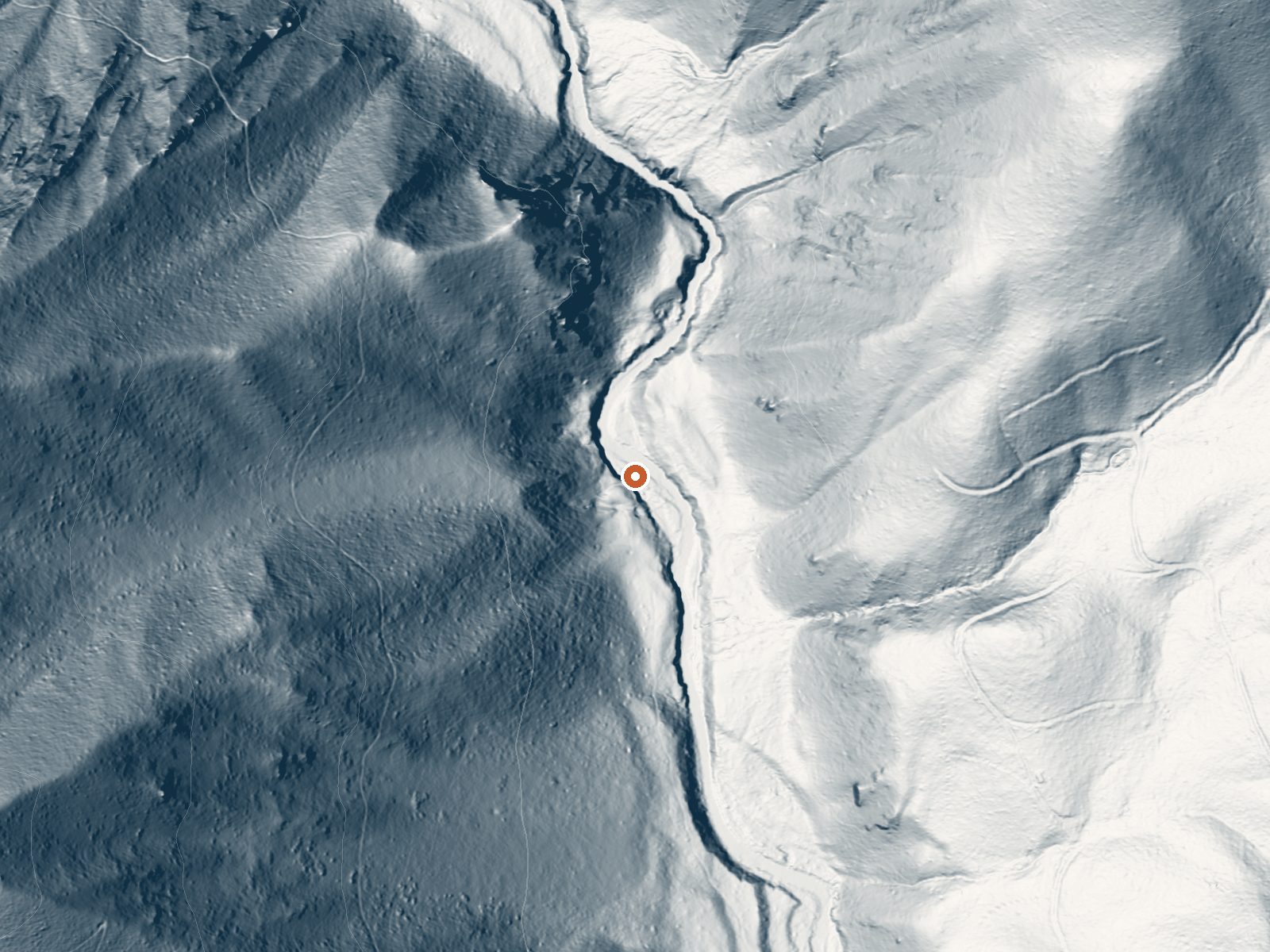 LiDAR bare-earth view of the same ground around Bonneville Hot Springs