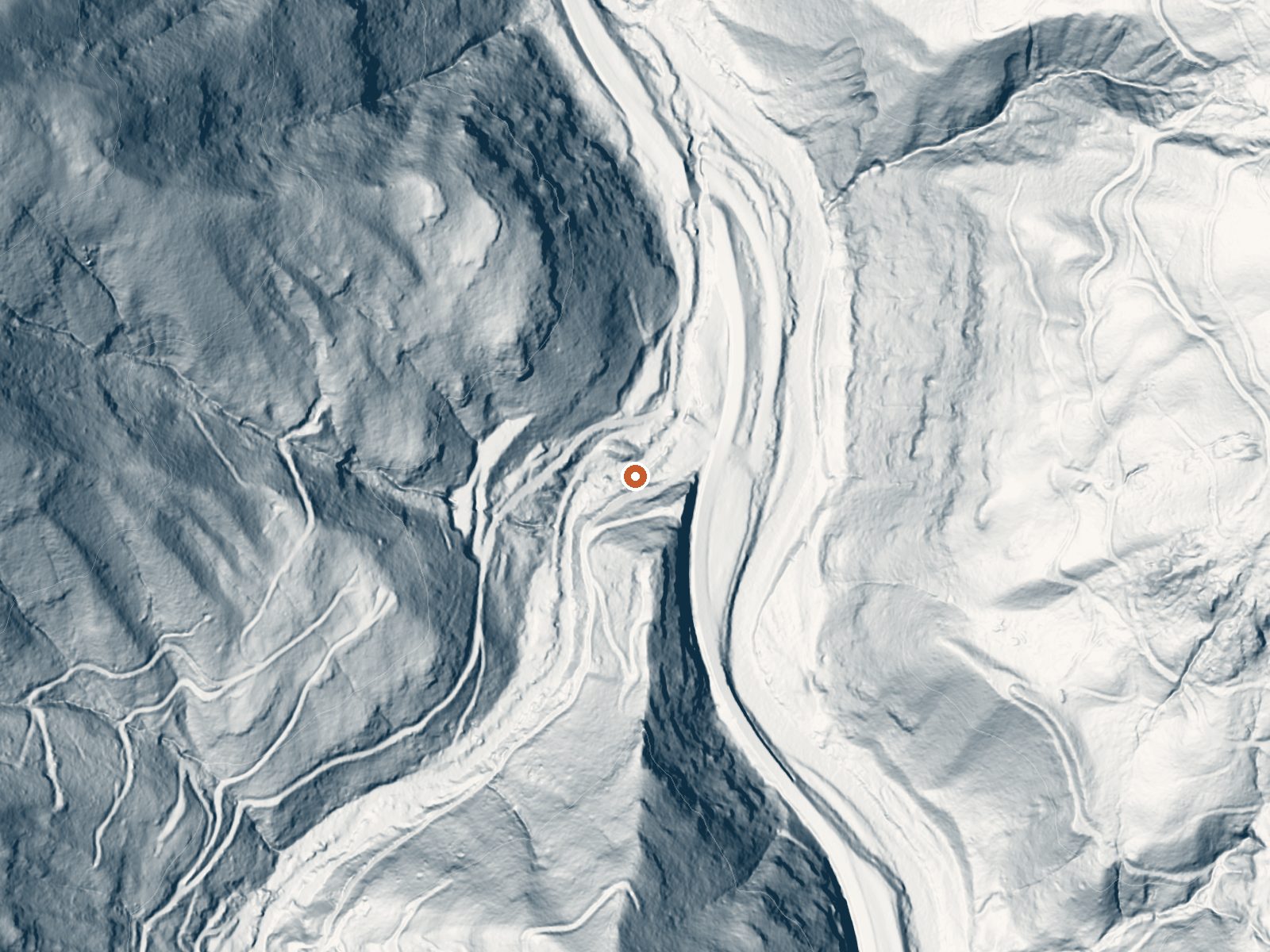 LiDAR bare-earth view of the same ground around Boulder Creek Spring