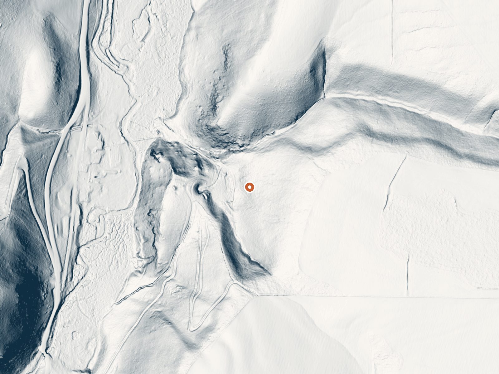 LiDAR bare-earth view of the same ground around Pincock (Green Canyon) Hot Springs